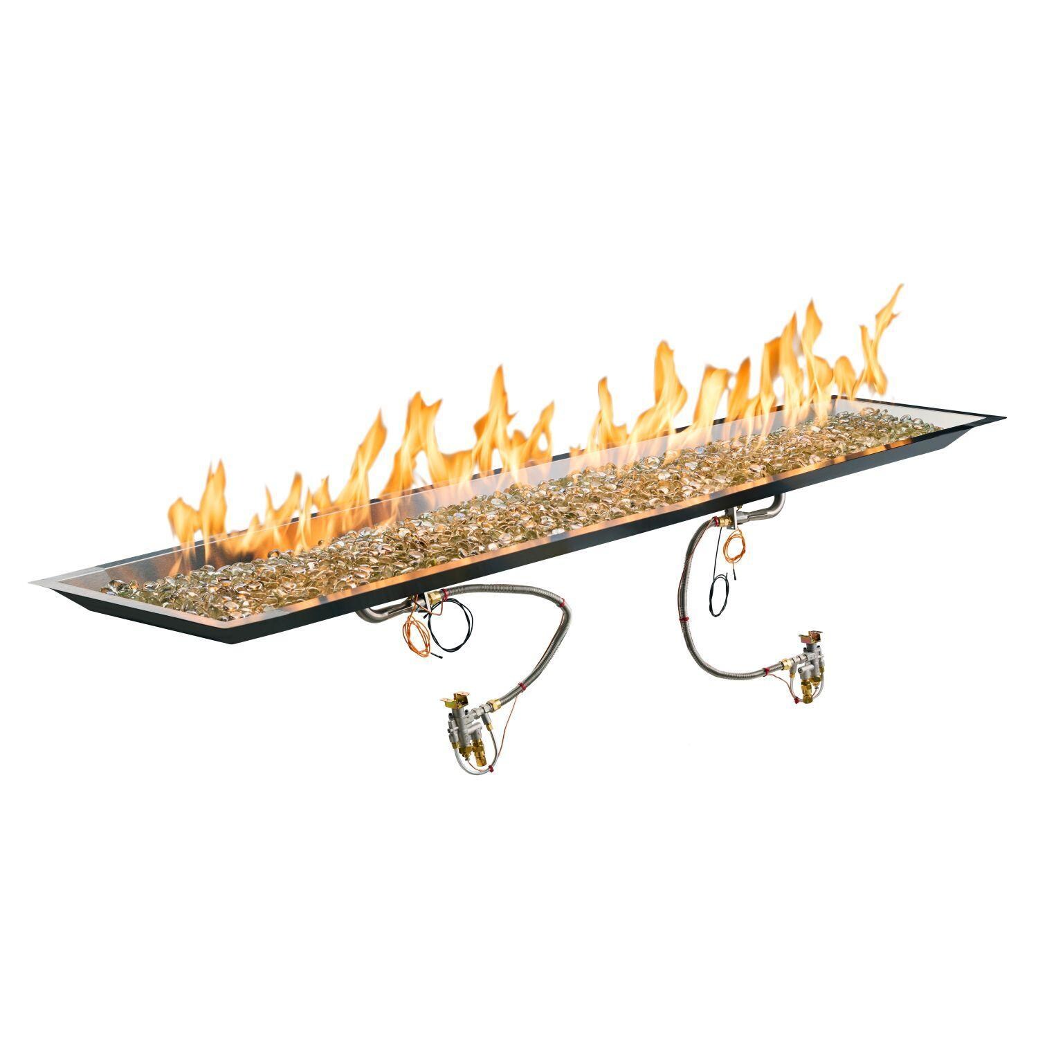 The Outdoor GreatRoom Company CFP1296-B-NG Crystal Fire Plus 96-in Linear Natural Gas Fire Pit Burner Kit - On - White Background thumbnail