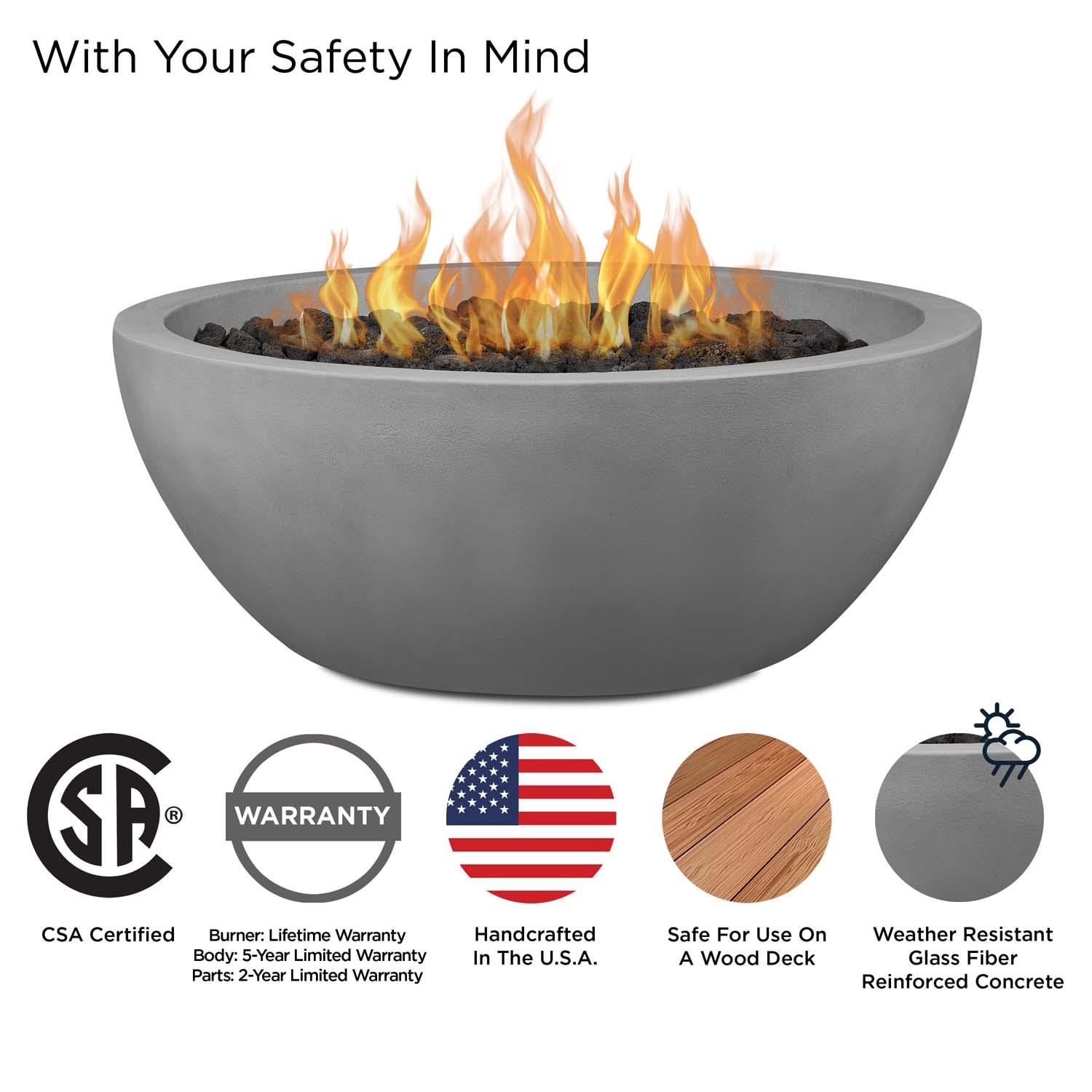 Dustyview 42-in Round Concrete Natural Gas Fire Pit in Ash by BBQGuys Signature - Safety - Detail thumbnail