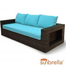Gentilly Wicker Patio Sofa W/ Sunbrella Canvas Aruba Cushions By Lakeview Outdoor Designs image