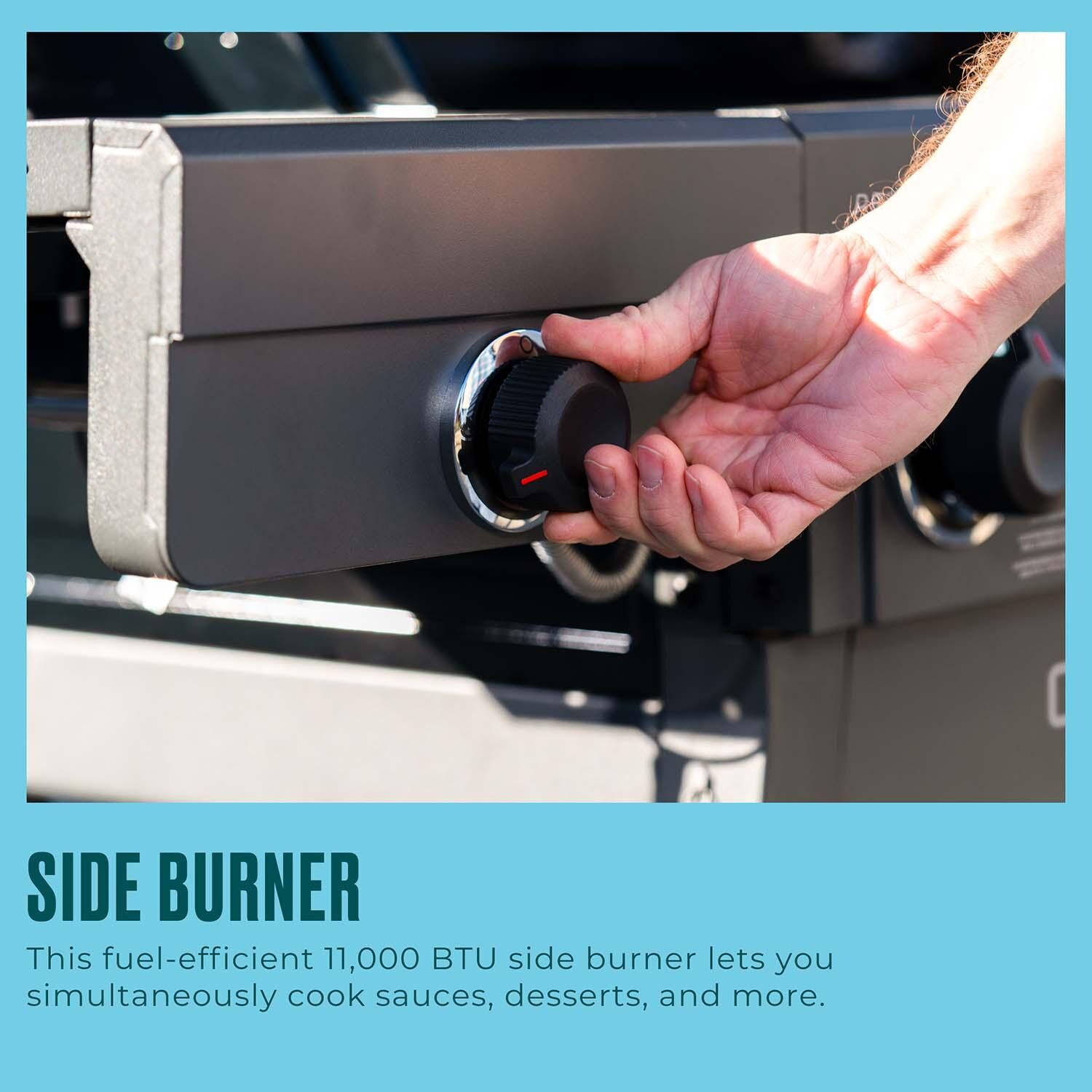 Charbroil 463463425 5-Burner Propane Grill Cart - Grey & Stainless - Side Burner - Detail thumbnail