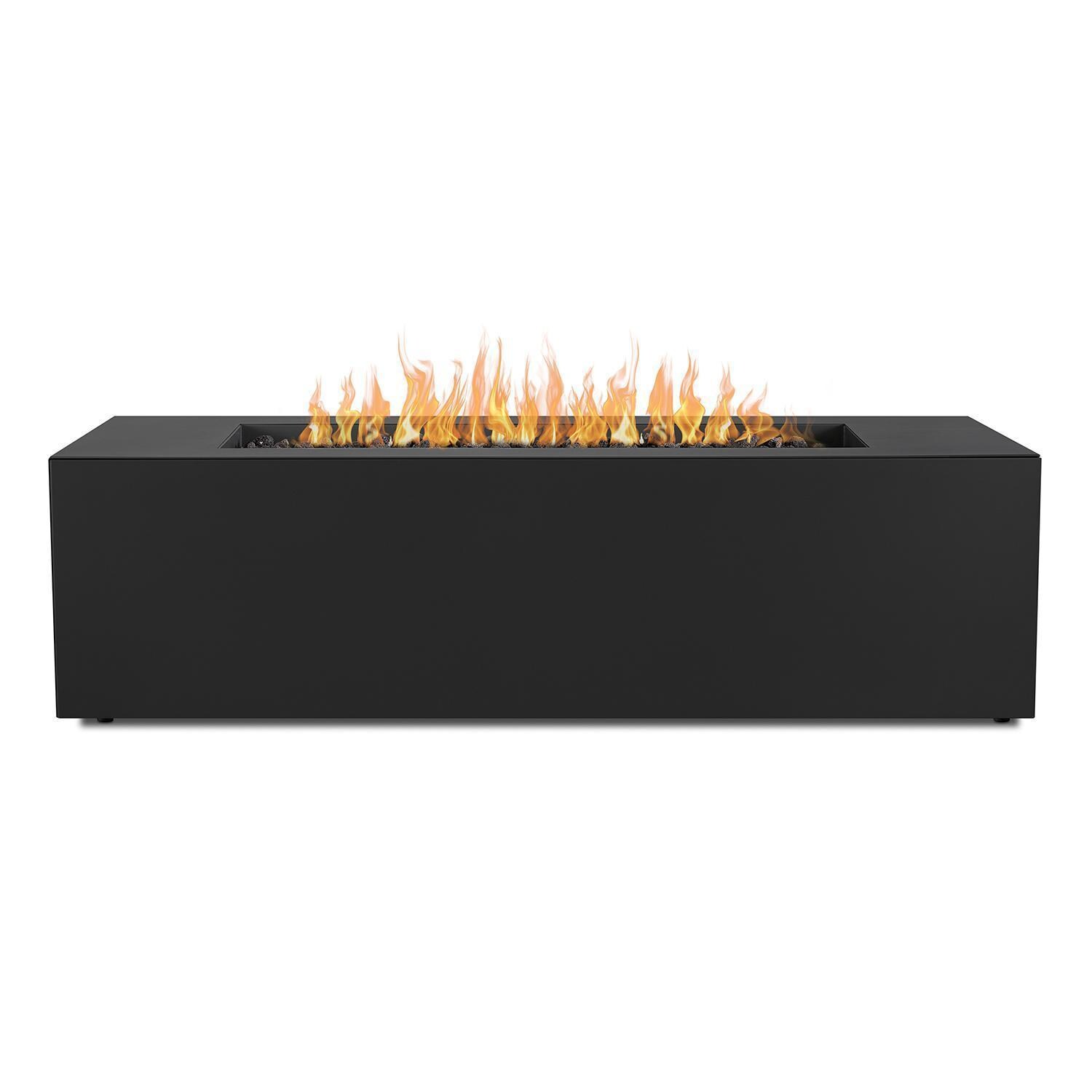 Covewood 4282LP-CHRC 72 Inch Rectangular Aluminum Propane Fire Pit Table in Charcoal by BBQGuys Signature - Side View - White Background