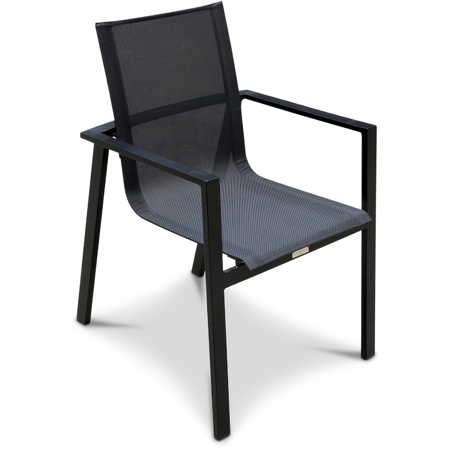 Spring Bay Dining Arm Chair in Black - Angled View From Above - White Background thumbnail