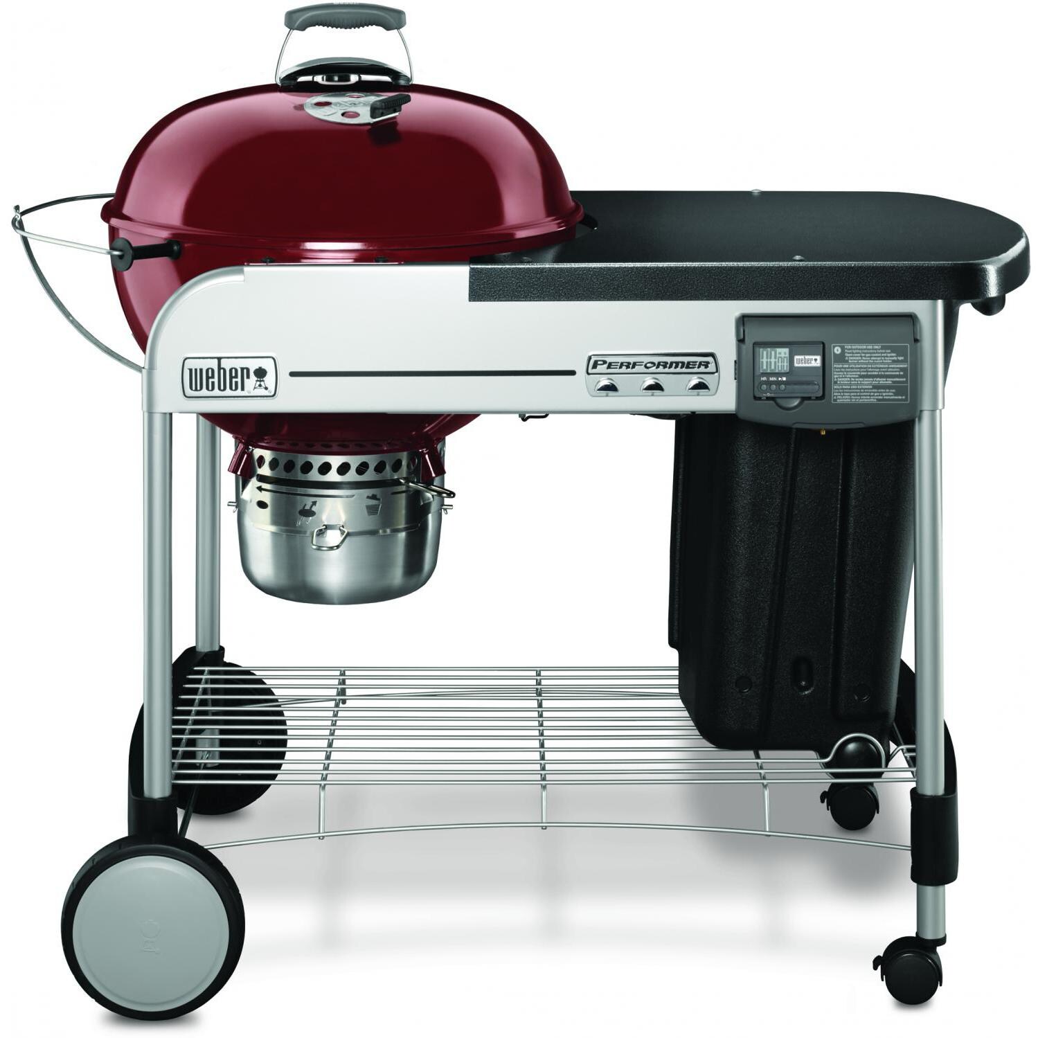 Weber Performer Deluxe 22-Inch Freestanding Charcoal Grill With Touch-N-Go Ignition - Crimson