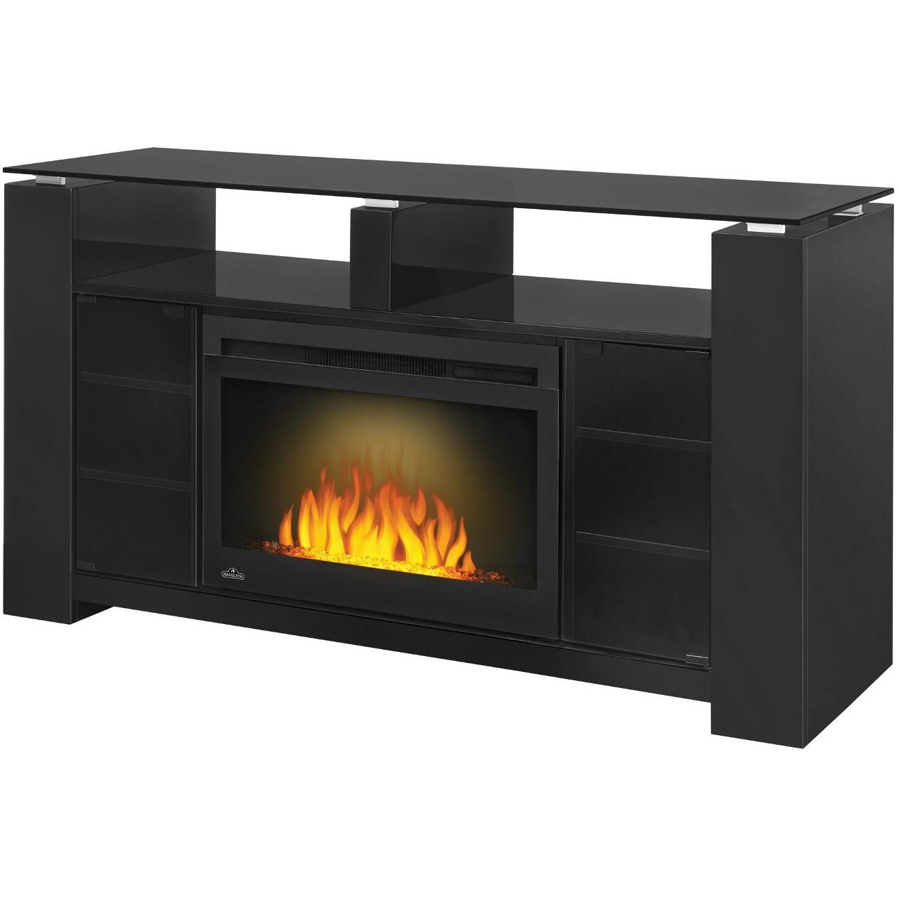 Napoleon NEFP27-1015B 60-inch Foley Electric Fireplace Media Console - Glossy Black - Clear LED - Angle thumbnail