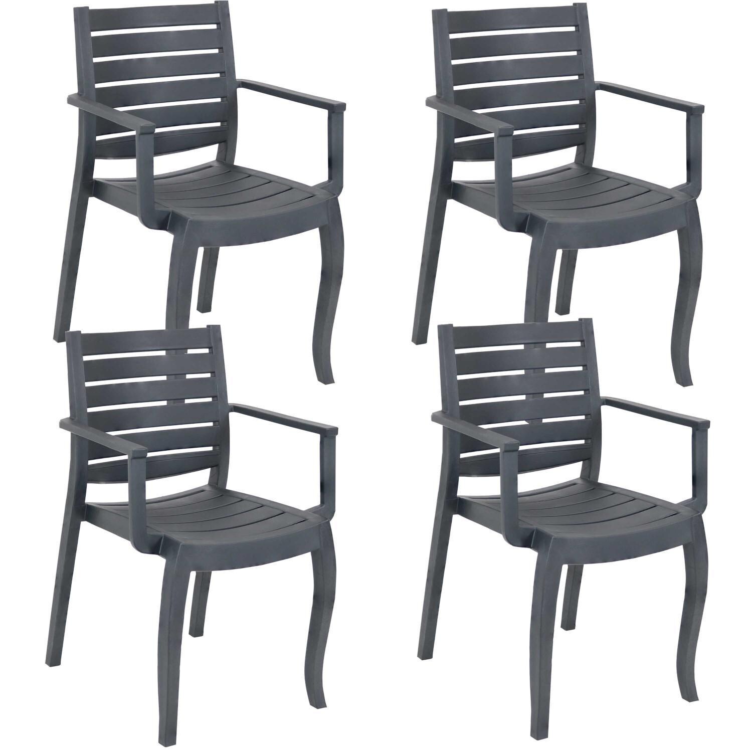 Ultimate Patio 4 Piece Stackable Outdoor Armchair Set - Gray