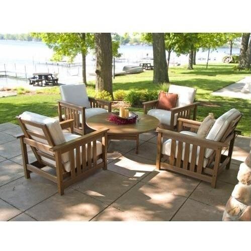 PolyWood Recycled Plastic Wood Patio Lounge Set 5 Piece With Table