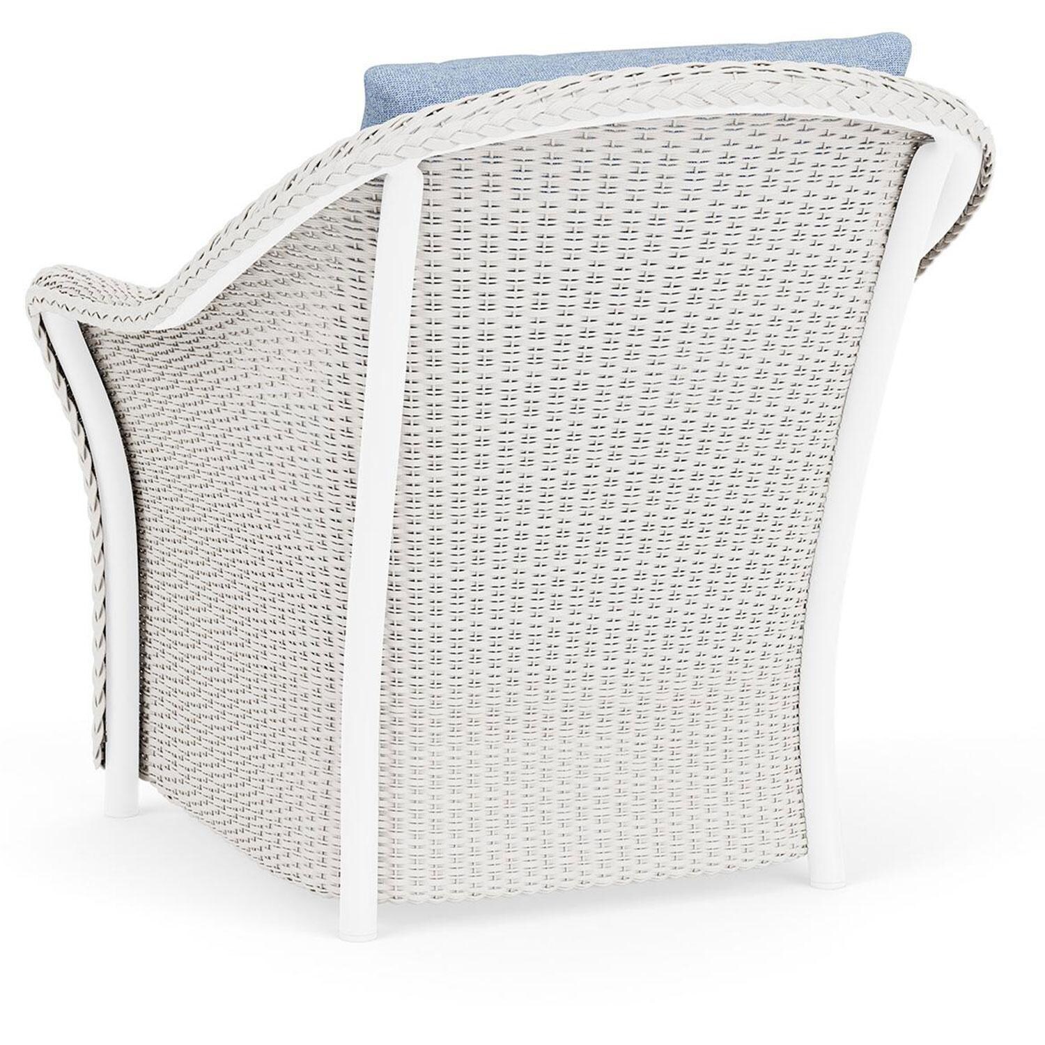 Lloyd Flanders Weekend Retreat Lounge Chair in White Finish W/ Demo Skyway Fabric - Back Left thumbnail