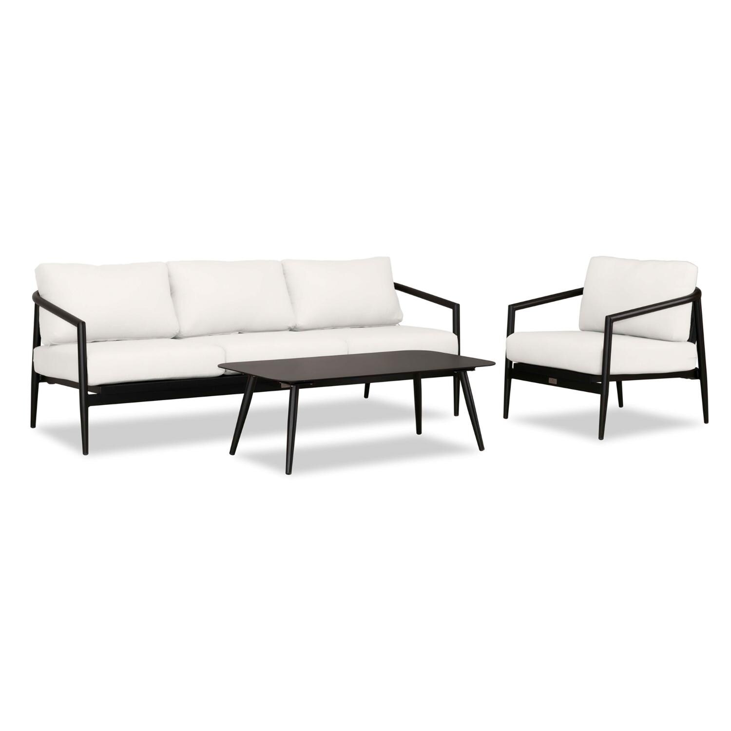 Lakeview Midnight Cove 3 Pc Aluminum Sofa Seating Set in Black/Carbon/Canvas Natural - Angled - White Background thumbnail