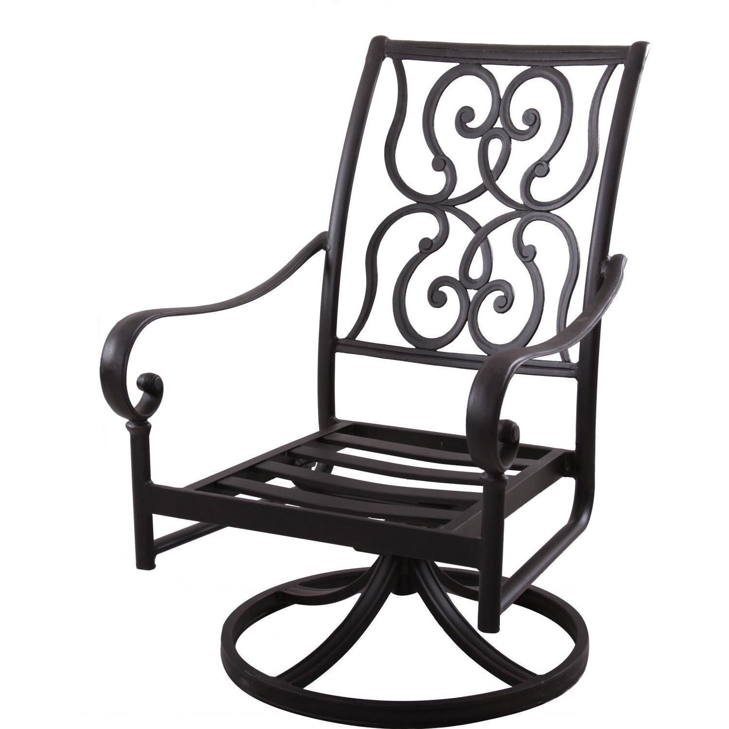 Santa Anita Cast Aluminum Patio Swivel Rocker Dining Chair w/ Heather Beige Sunbrella Cushions By Darlee - Without Cushion - White Background thumbnail