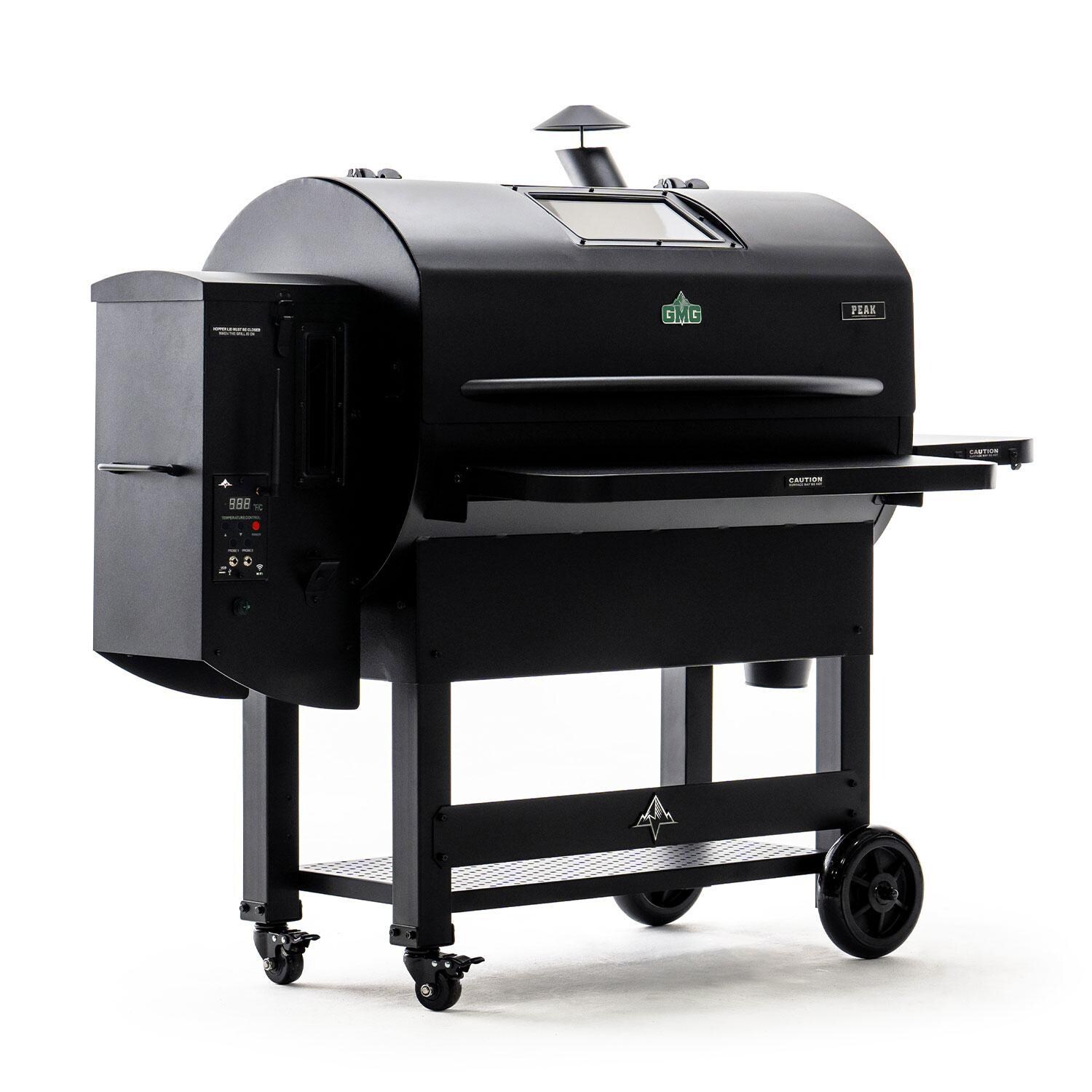 Green Mountain Grills Peak Prime 2.0 WiFi Pellet Grill Bundle w/SideBurn & Cover - Grill - Side View - White Background thumbnail