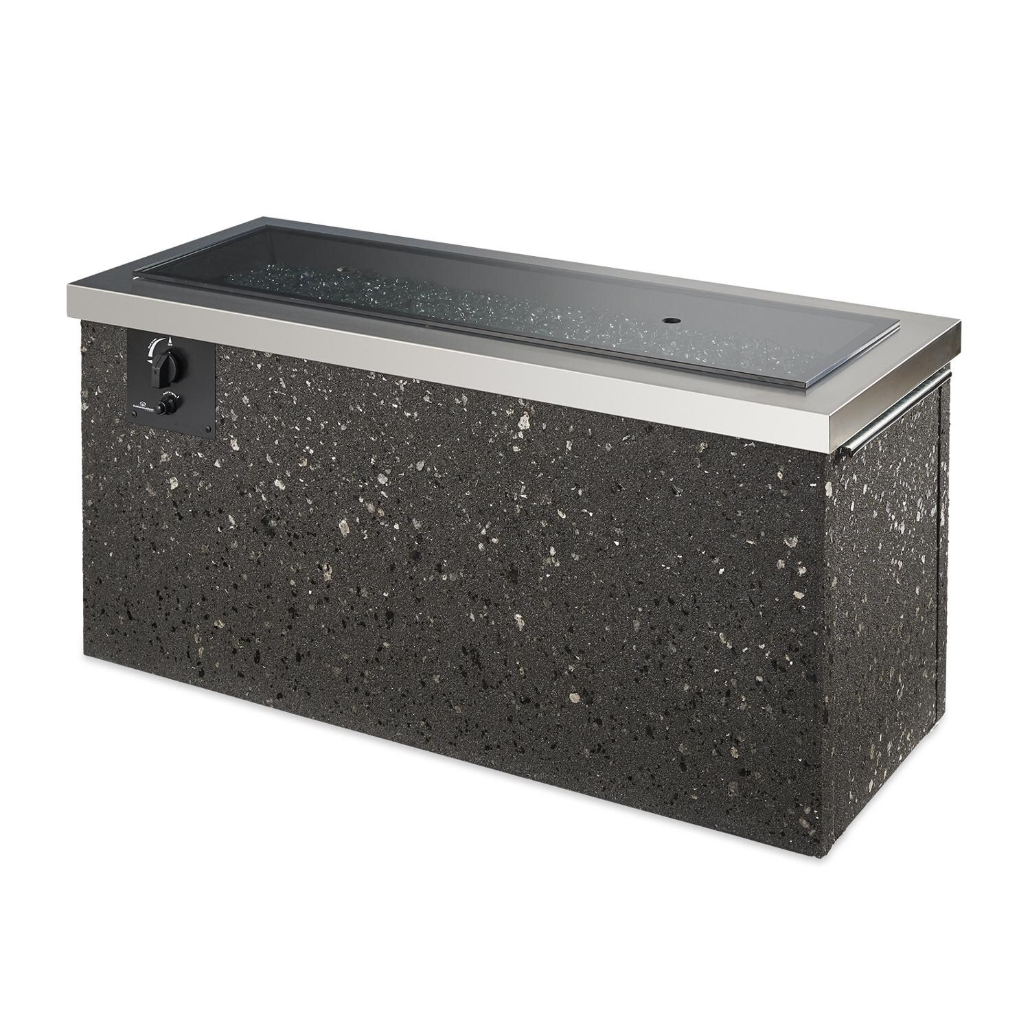 The Outdoor GreatRoom Company Key Largo Linear Gas Fire Pit Table - Stainless Steel - Includes grey glass burner cover thumbnail