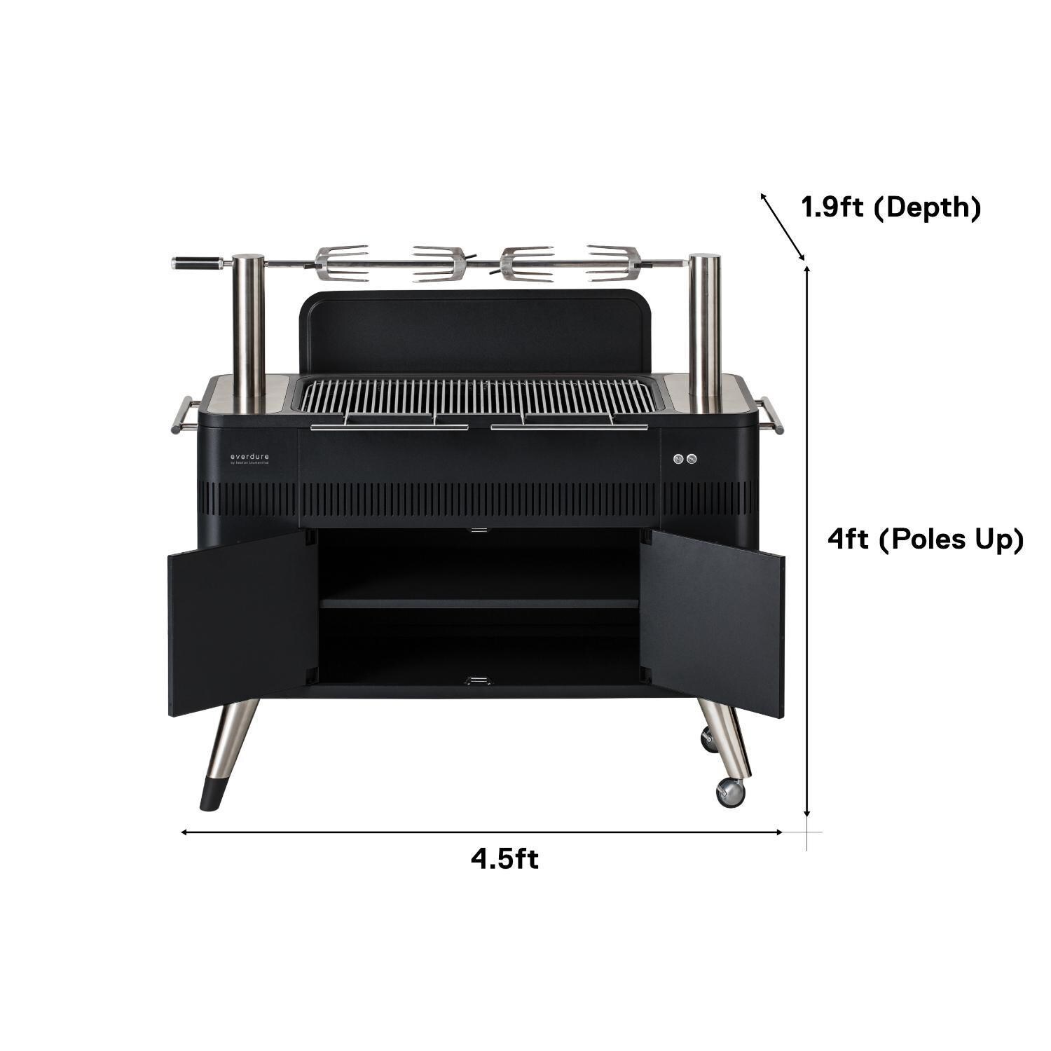 Everdure HBCE2BBUS Heston Blumenthal HUB I 54-Inch Charcoal Grill - Dimensions thumbnail