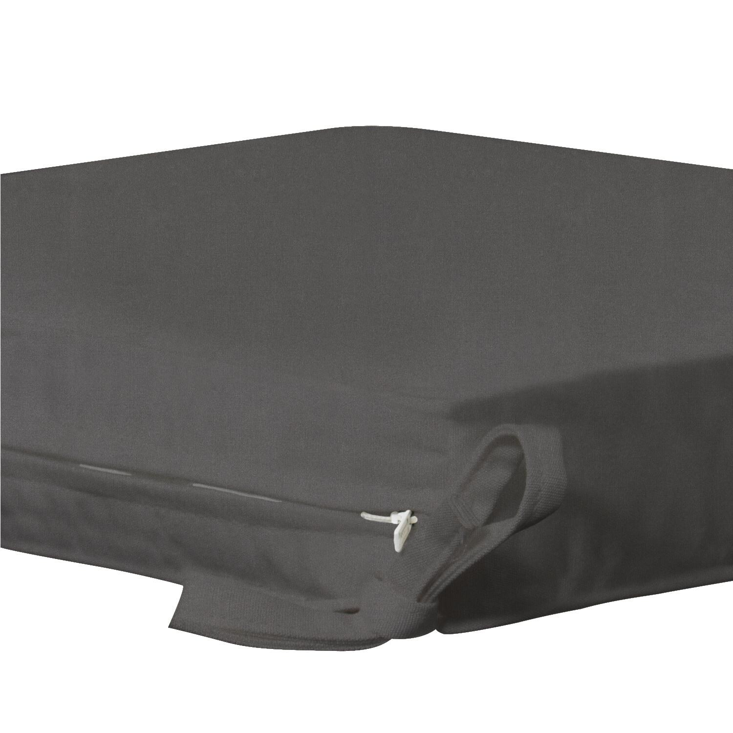 Sunbrella Canvas Charcoal Extra Large Outdoor Replacement Seat Cushion W/ Knife Edge By UltimatePatio.com - Zipper and Tie Detail thumbnail