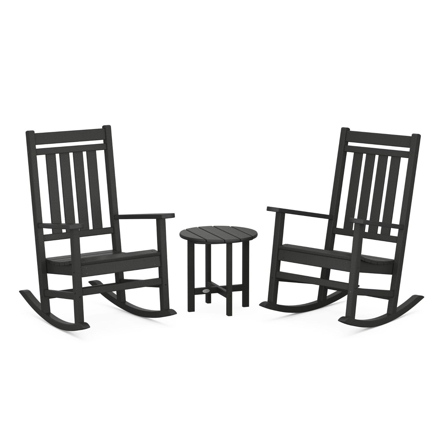 Estate 3 Pc Recycled Plastic Seating Set in Black by POLYWOOD