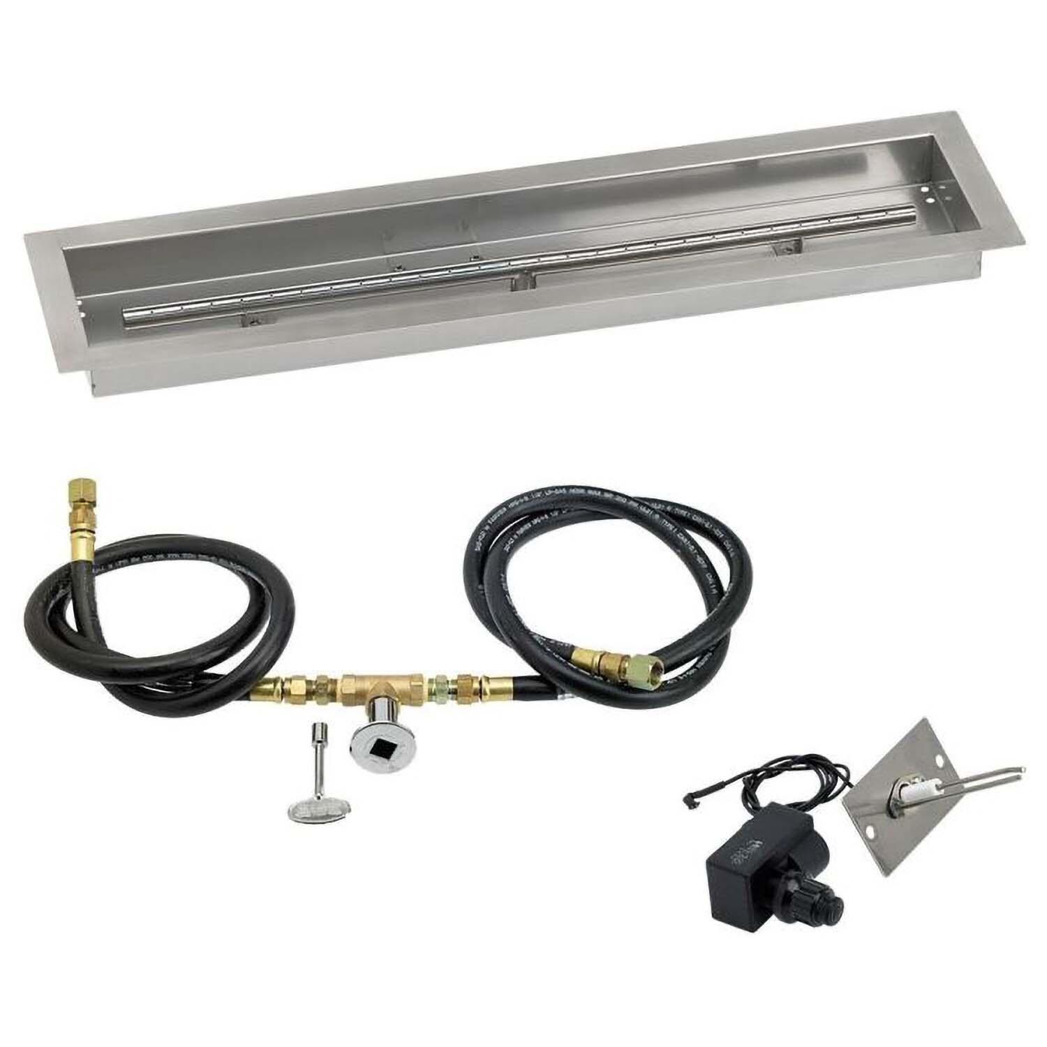 BBQGuys Signature 30 X 6 Inch Stainless Steel Linear Drop-In Pan for Spark Ignition Kit - Natural Gas - White Background thumbnail