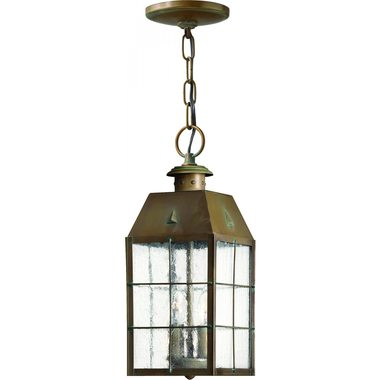 Hinkley Lighting Nantucket Two Light 15-Inch Outdoor Hanging Lantern - Aged Brass - 2372AS