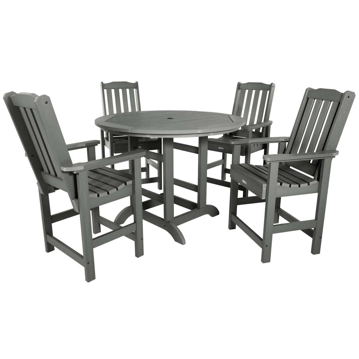 Hart Lane 5 Pc Set Recycled Plastic Counter Height Dining Set In Coastal Teak By Lakeview - White Background thumbnail