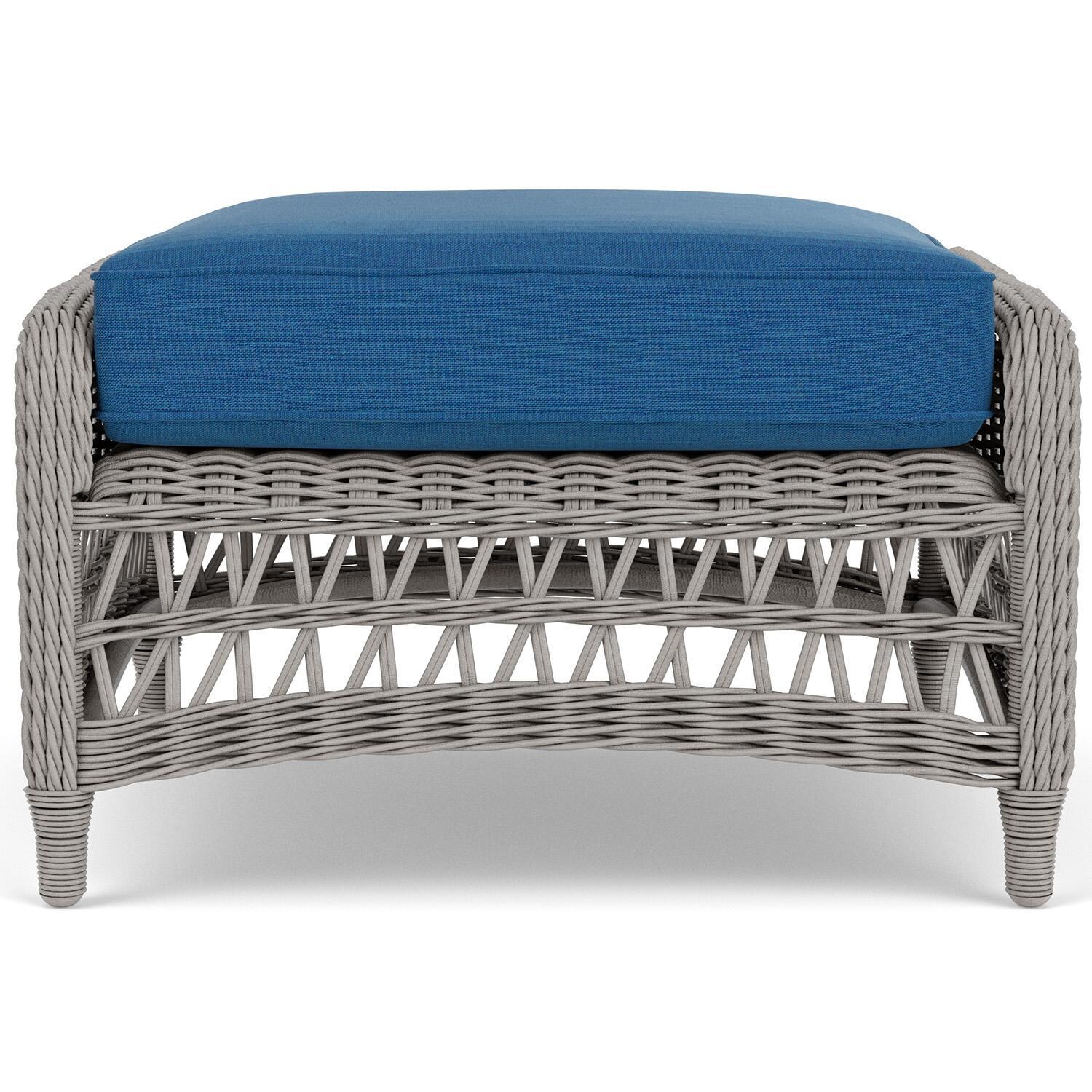 Mackinac Wicker Ottoman in Putty/Flagship Atlantis By Lloyd Flanders