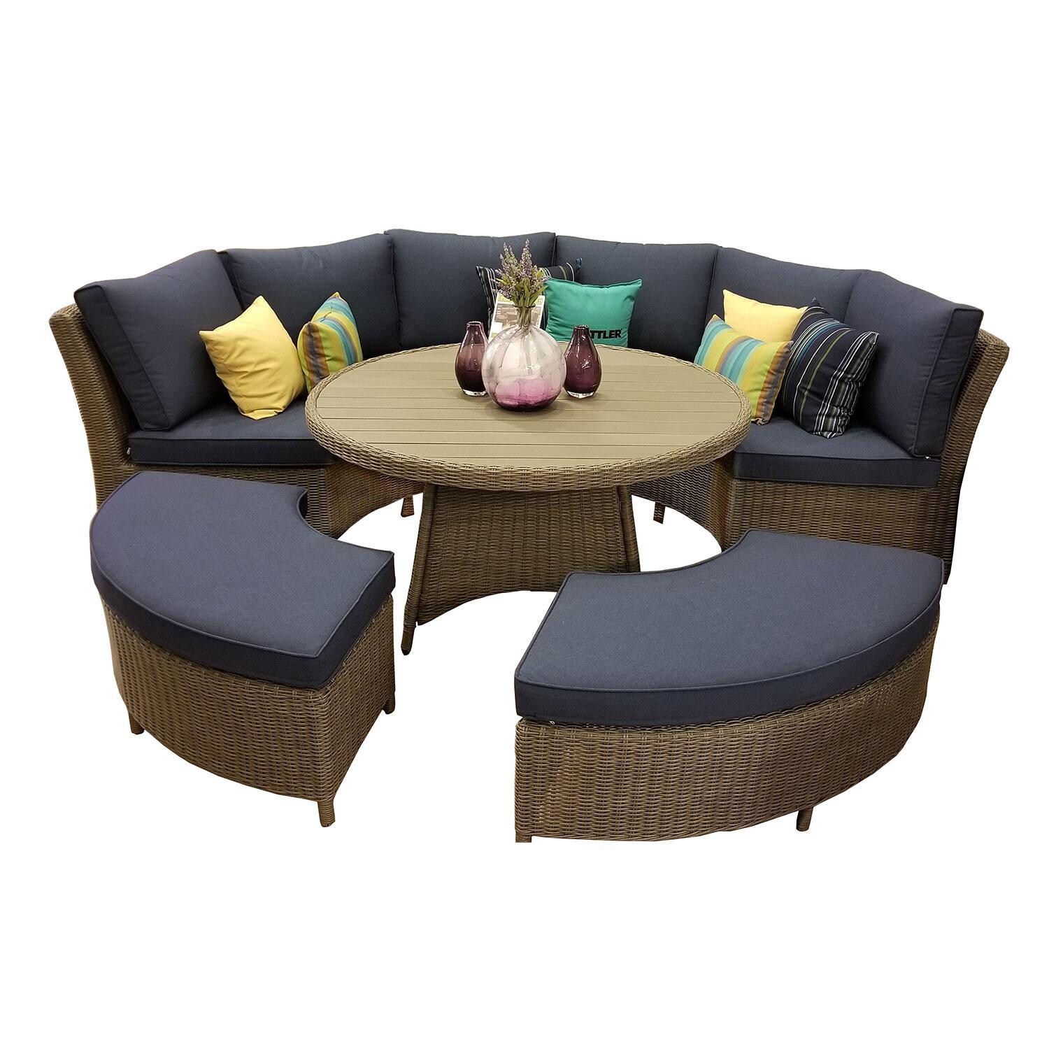 Palma 5 Pc Teak Round Seating Set in Spectrum Indigo By KETTLER - Set - White Background thumbnail