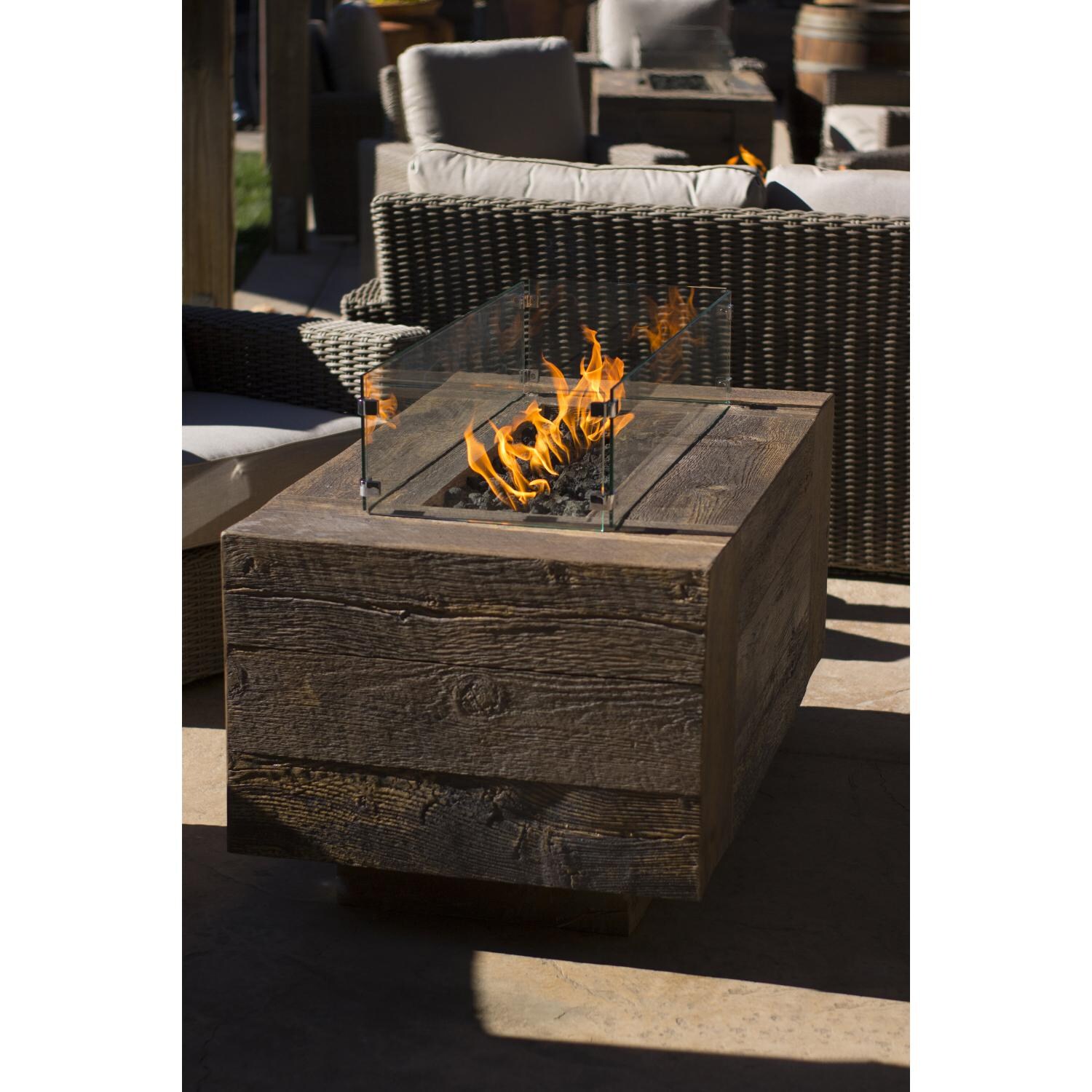 Catalina Oak Wood Grain Concrete Fire Pit Life Style thumbnail