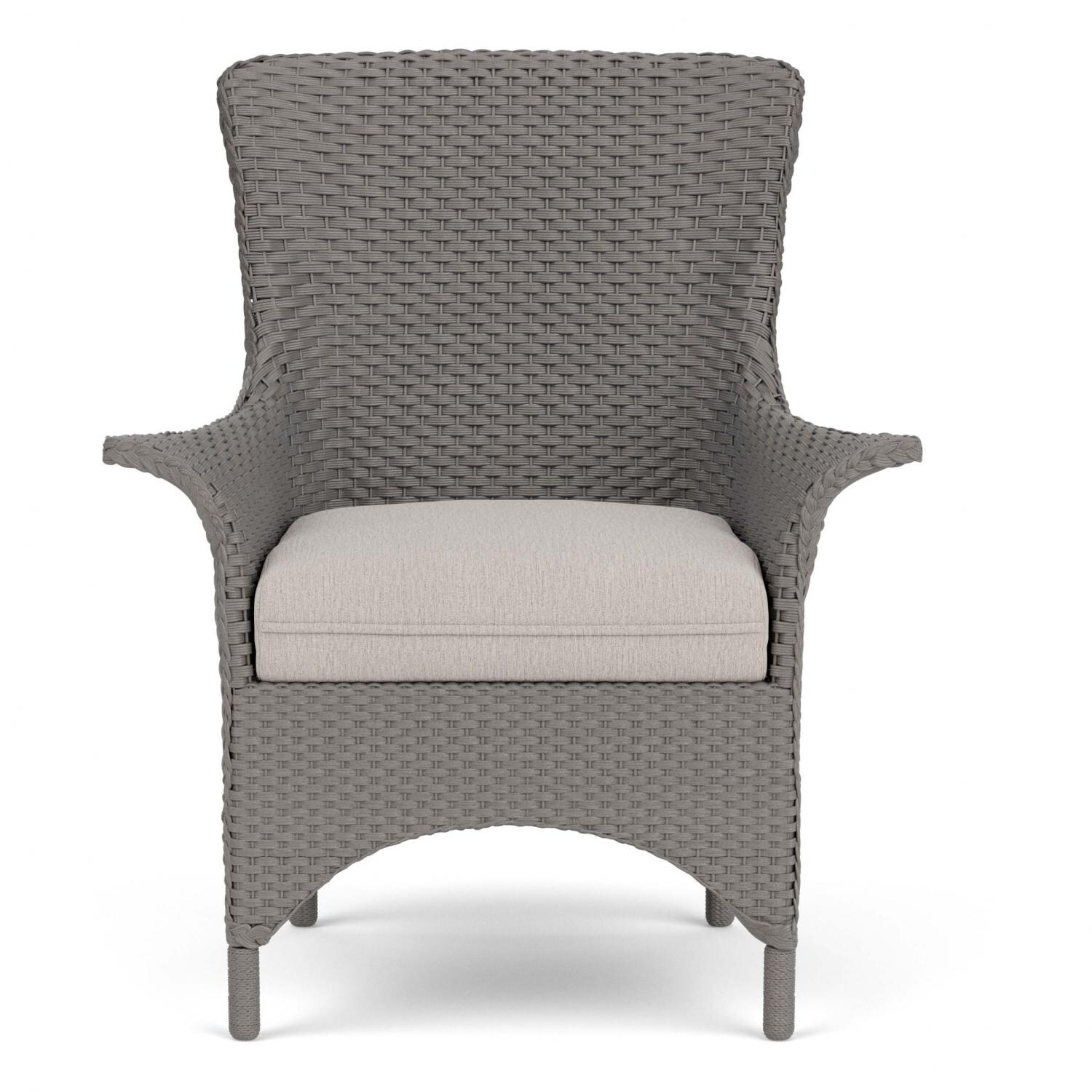 Lloyd Flanders Mandalay Dining Armchair in Pewter Finish with Remy Cloud fabric thumbnail