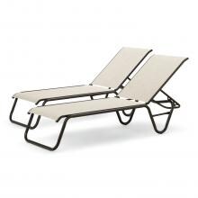 Gardenella 2 Piece Aluminum Stacking Chaise Lounge Set With Sling Seating By Telescope Casual - Textured Aged Bronze/Natural