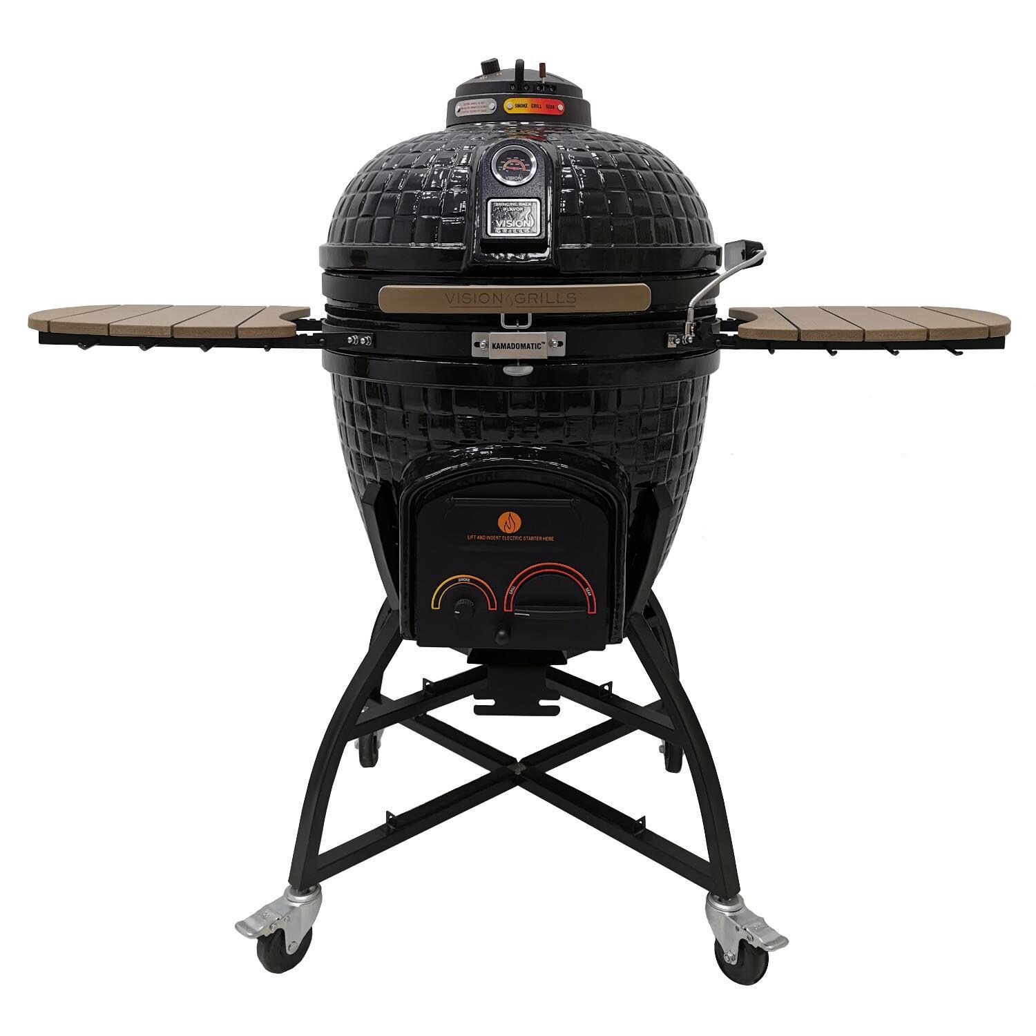 Vision Elite Series XR402 Deluxe 20-Inch Kamado Grill - Black Onyx - XR-402BO