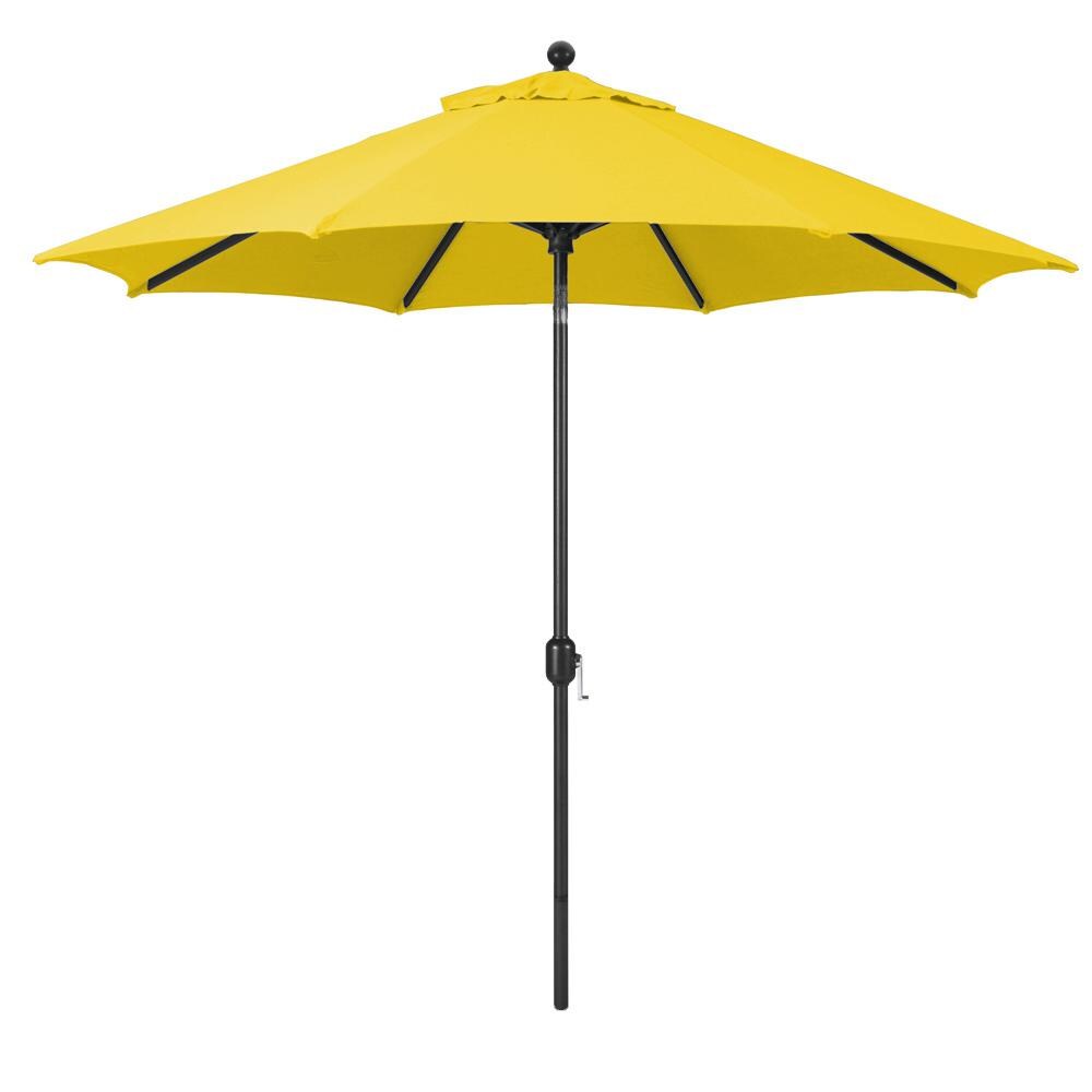 Galtech 9 Ft. Octagonal Aluminum Patio Market Umbrella W/ Crank Lift And Deluxe Auto Tilt - Black Frame W/ Sunbrella Canvas Sunflower Yellow Canopy