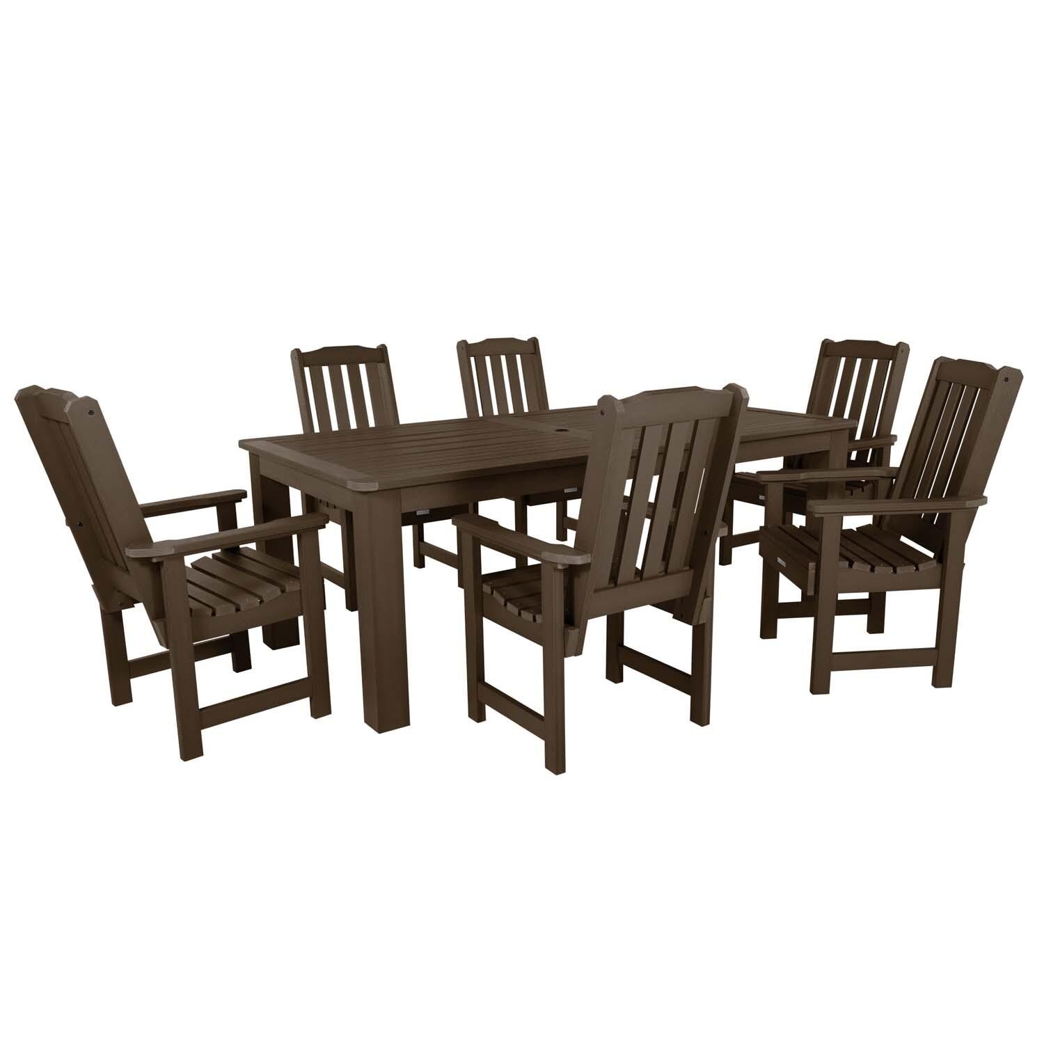Hart Lane 7 Pc Recycled Plastic Dining Set In Weathered Acorn by Lakeview - White Background thumbnail