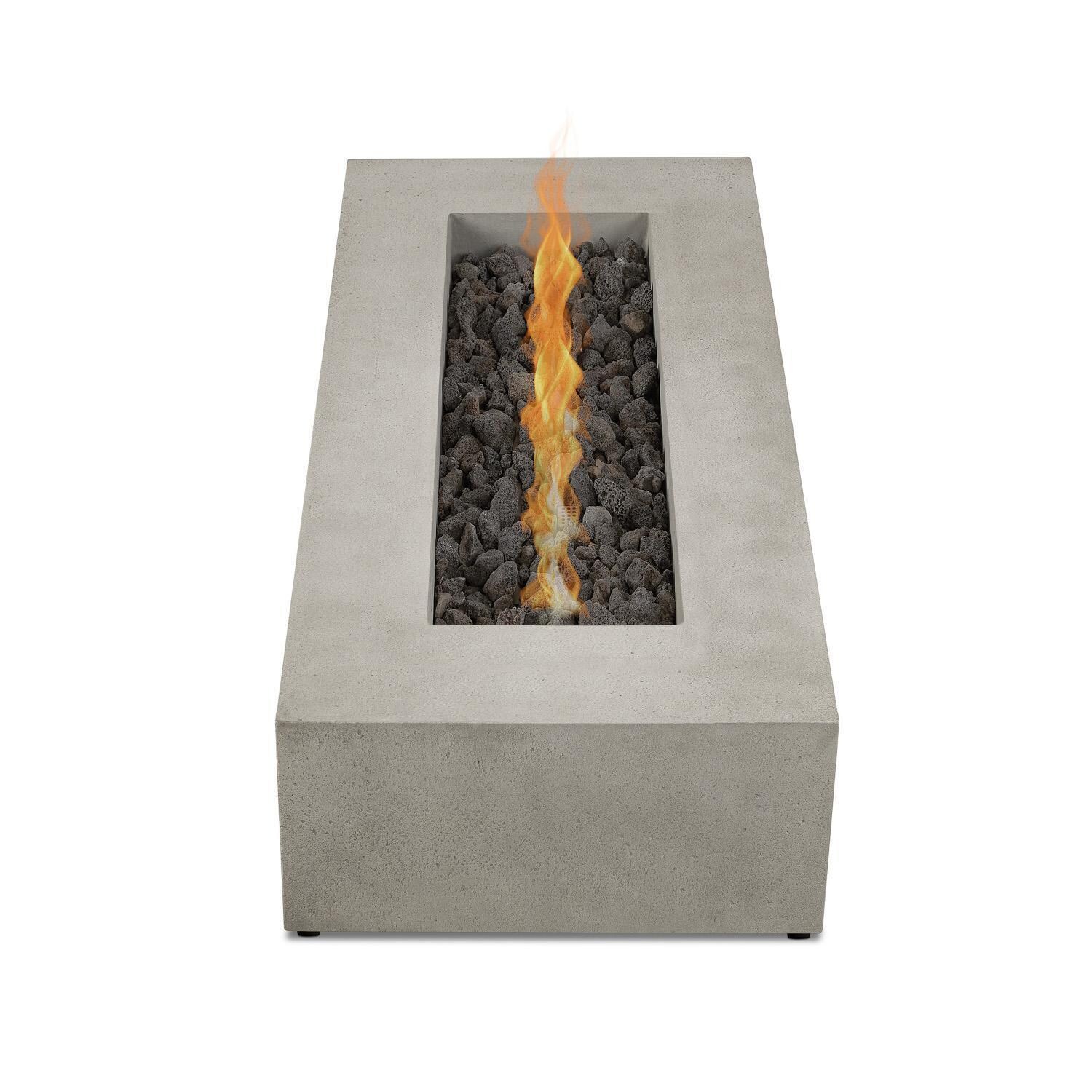 Hillview Bay 72 Inch Rectangular Glass Fiber Reinforced Concrete Natural Gas Fire Pit Table in Flint by BBQGuys Signature - Front - White Background thumbnail