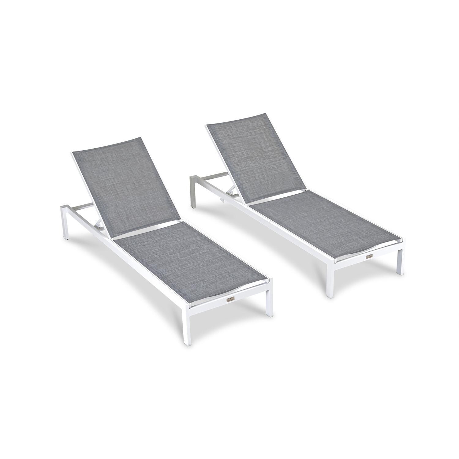 Spring Bay Reclining Chaise Lounge in White (set of 2) - Set - White Background thumbnail