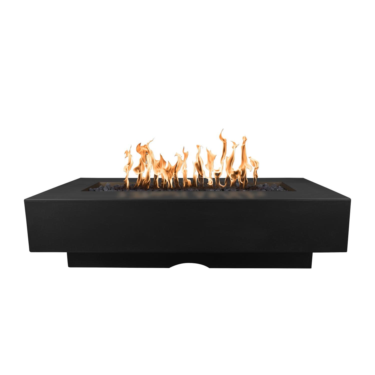 Del Mar 48 Inch Rectangular GFRC Propane Fire Pit in Black by The Outdoor Plus