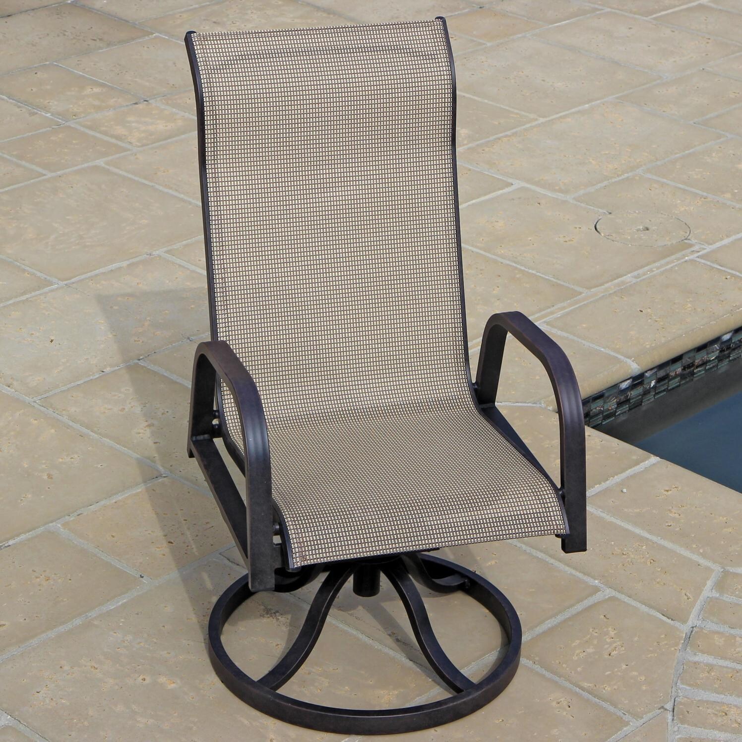 Madison Bay Sling Patio Swivel Rocker Dining Chair - Lifestyle View thumbnail