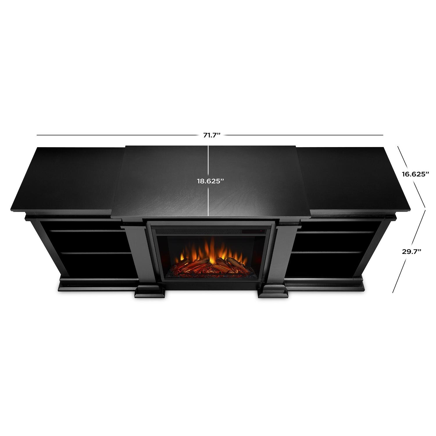 Real Flame - G1200E-B - Fresno 71-Inch Electric Fireplace Entertainment Center - Black - Overall Dimensions thumbnail