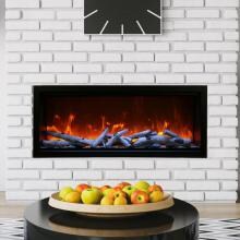 Amantii Symmetry Series Extra Tall 50-Inch Built-In Electric Fireplace with Black Steel Surround - Birch Logs - Indoor/Outdoor - SYM-50-XT