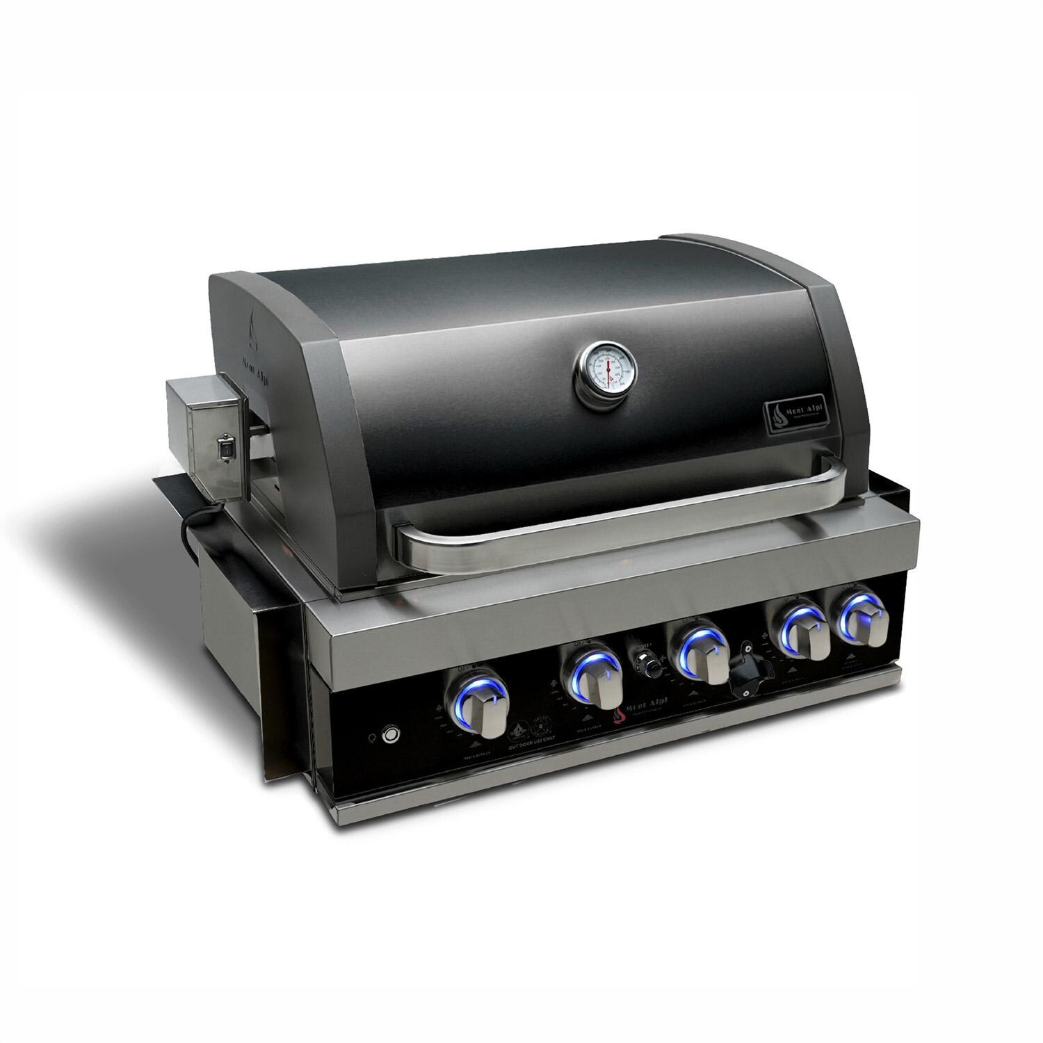 Mont Alpi 400 Black Series 32-Inch Built-In Natural Gas Grill (Ships Propane w/ Conversion Kit) - Angled - White Background thumbnail