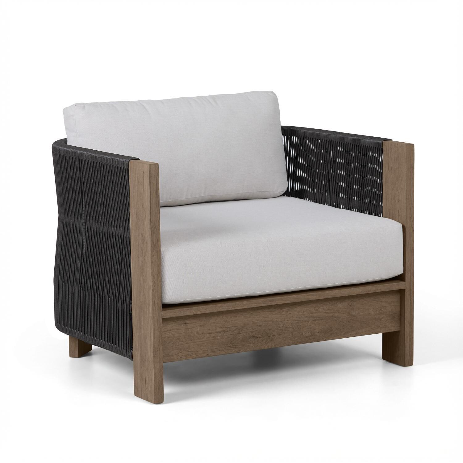 Heritage Aluminum Club Chair in Beechwood by Lakeview Outdoor Designs - Angled - White Background thumbnail