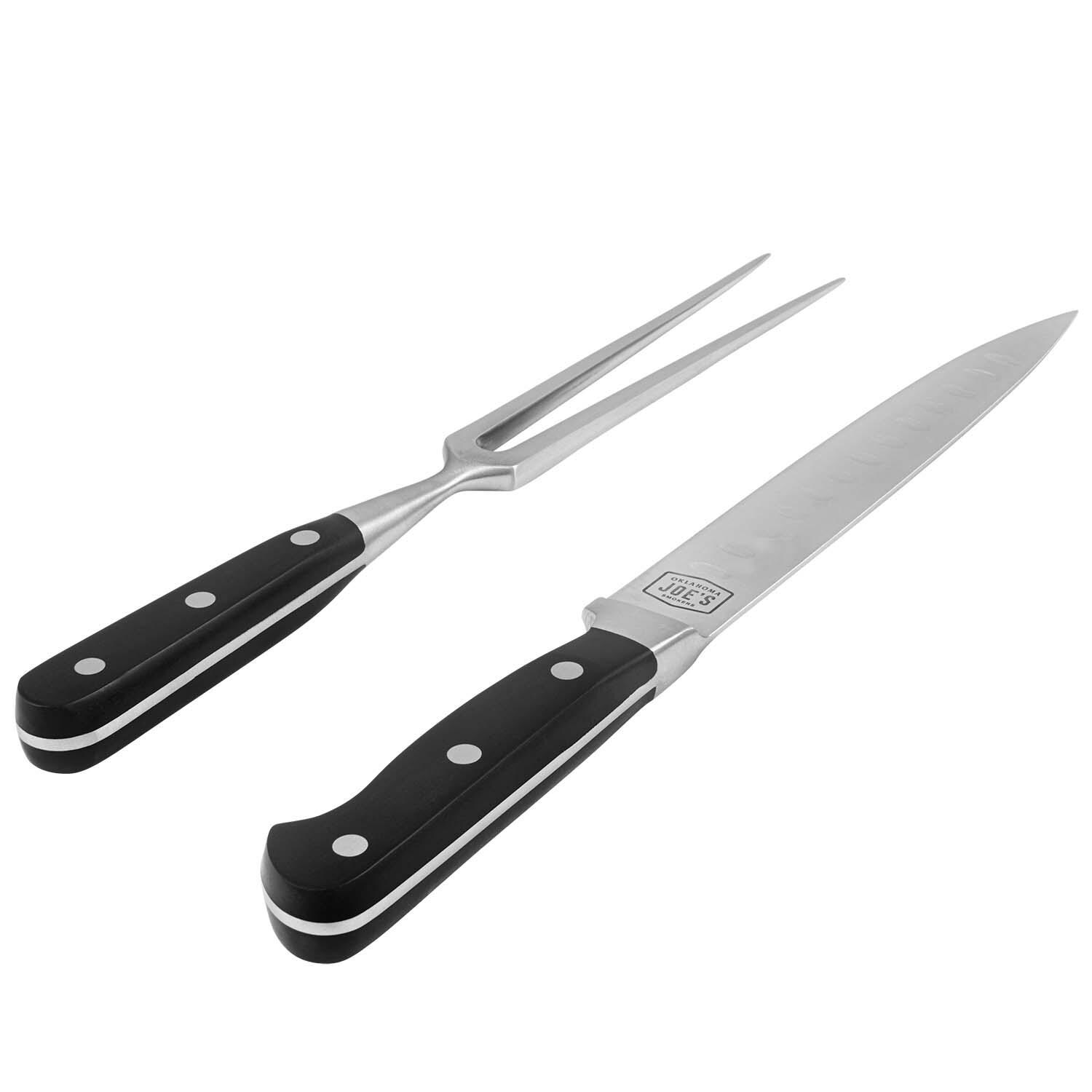 Oklahoma Joe's 6837889R04 Blacksmith 2 Pc Carving Set - Angled View - White Background thumbnail
