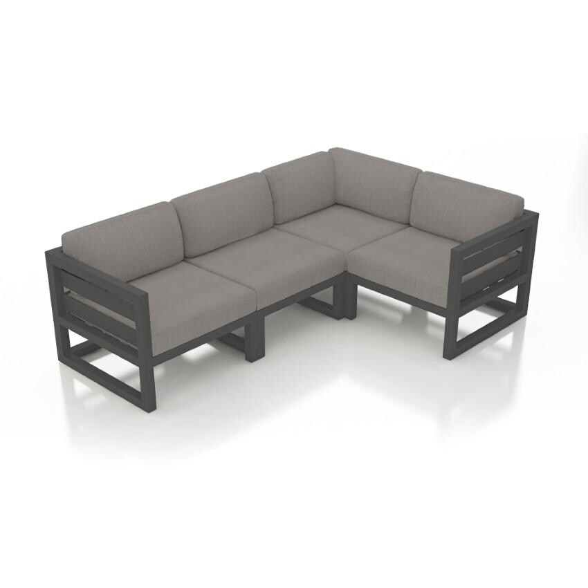 Misty Cove 4 Piece Sectional Set in Slate w/Canvas Charcoal Cushions by Lakeview - White Background thumbnail