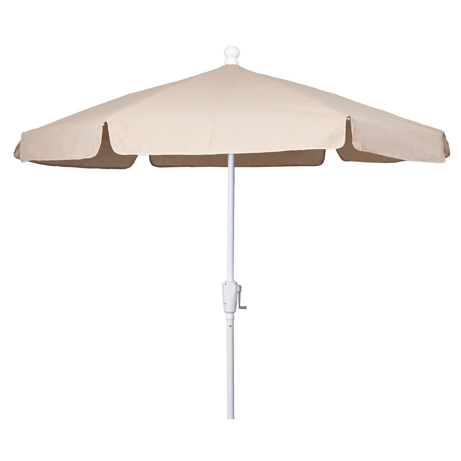FiberBuilt 7.5 Ft. Aluminum Market Patio Umbrella With Crank Lift - Beige thumbnail