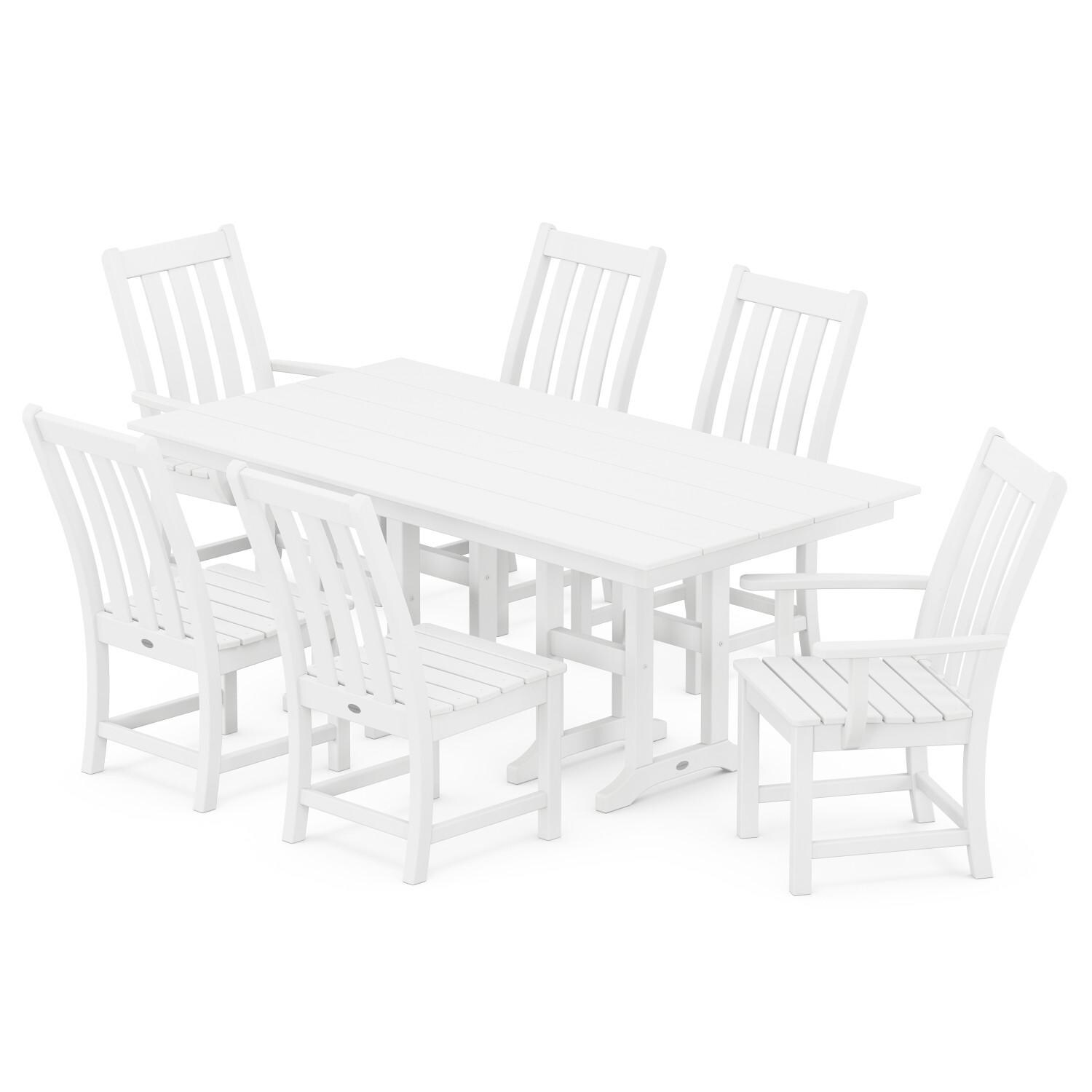 POLYWOOD PWS693-1-WH Vineyard 7-Piece Farmhouse Dining Set thumbnail