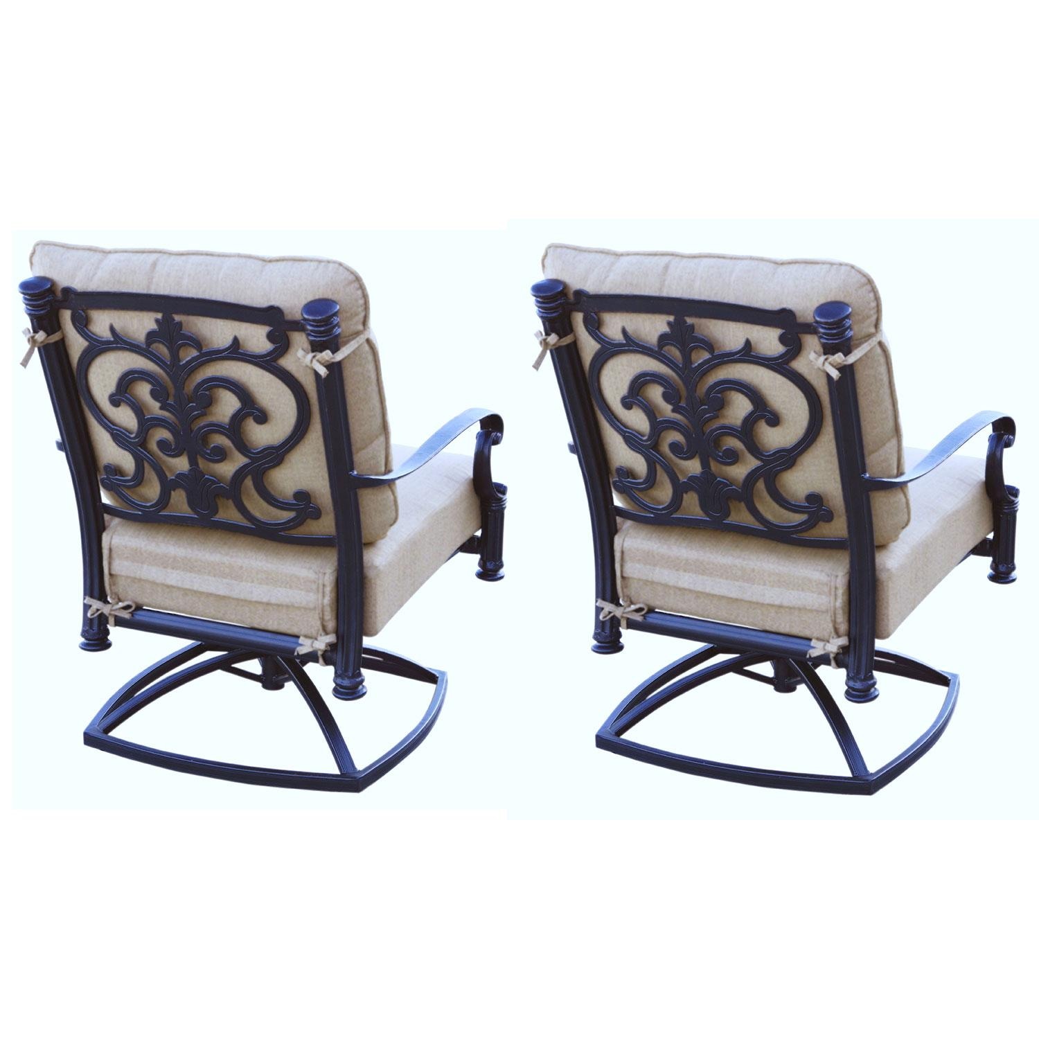Darlee B/201016-3-2 Santa Barbara 2 Piece Cast Aluminum Patio Swivel Rocker Club Chair Set Rear View - White Background thumbnail