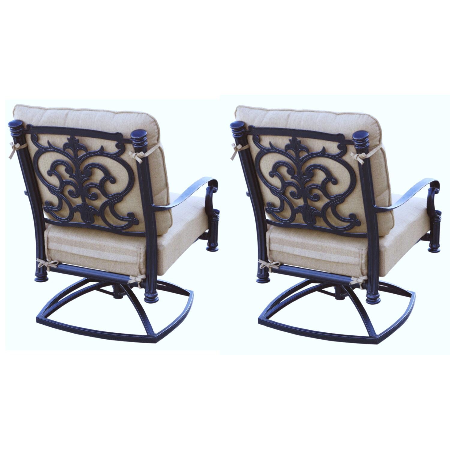 Darlee B/201016-3-2 Santa Barbara 2 Piece Cast Aluminum Patio Swivel Rocker Club Chair Set Rear View - White Background thumbnail