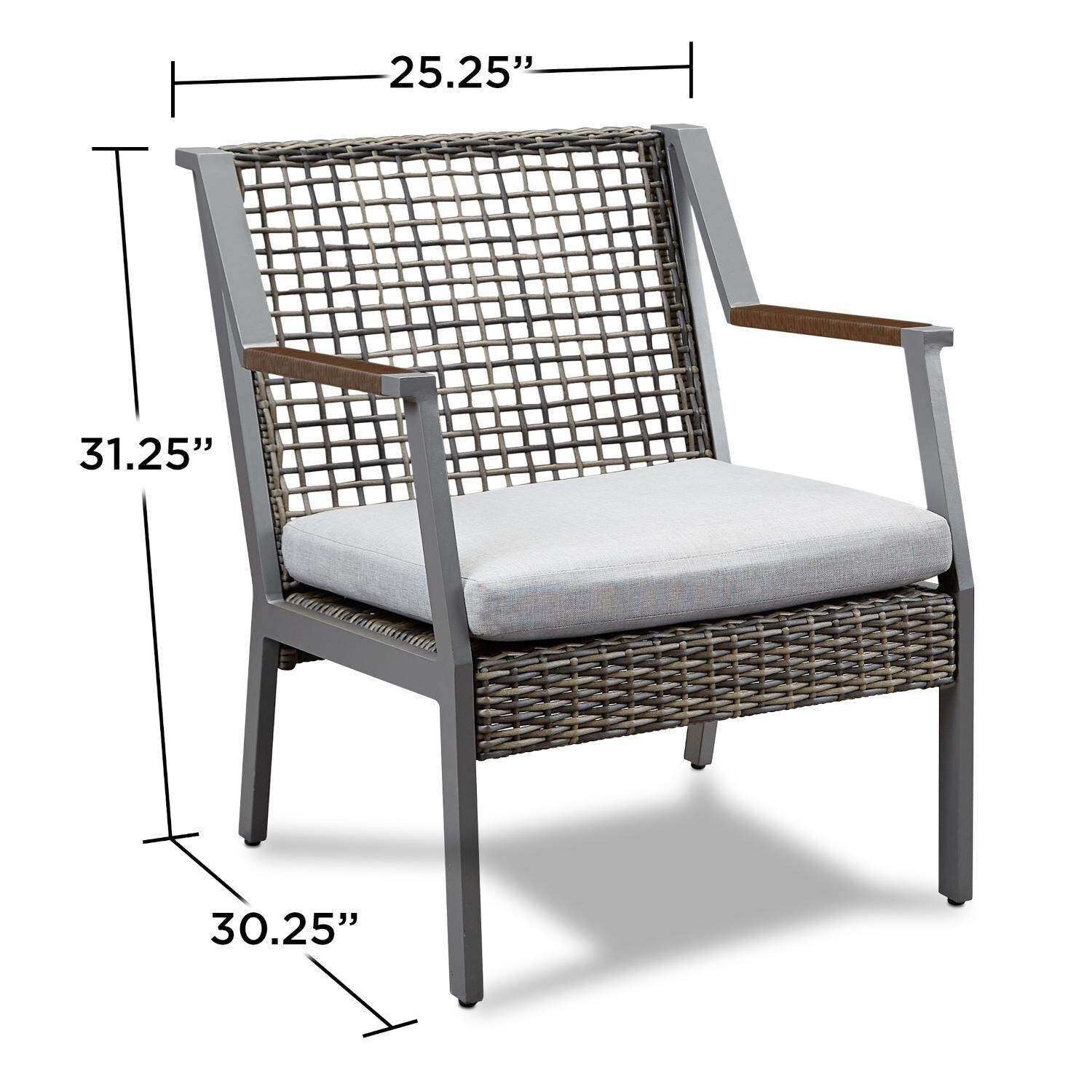 Lakeview Rustic Bay Gray 2 Piece Aluminum Chair Set - Dimensional