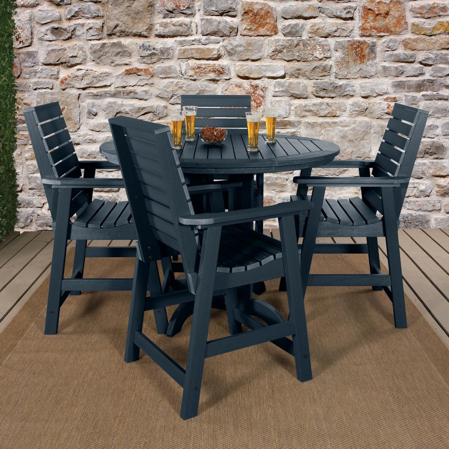 Highwood USA Weatherly 5 Piece Round Dining Set - Counter Height - Federal Blue image
