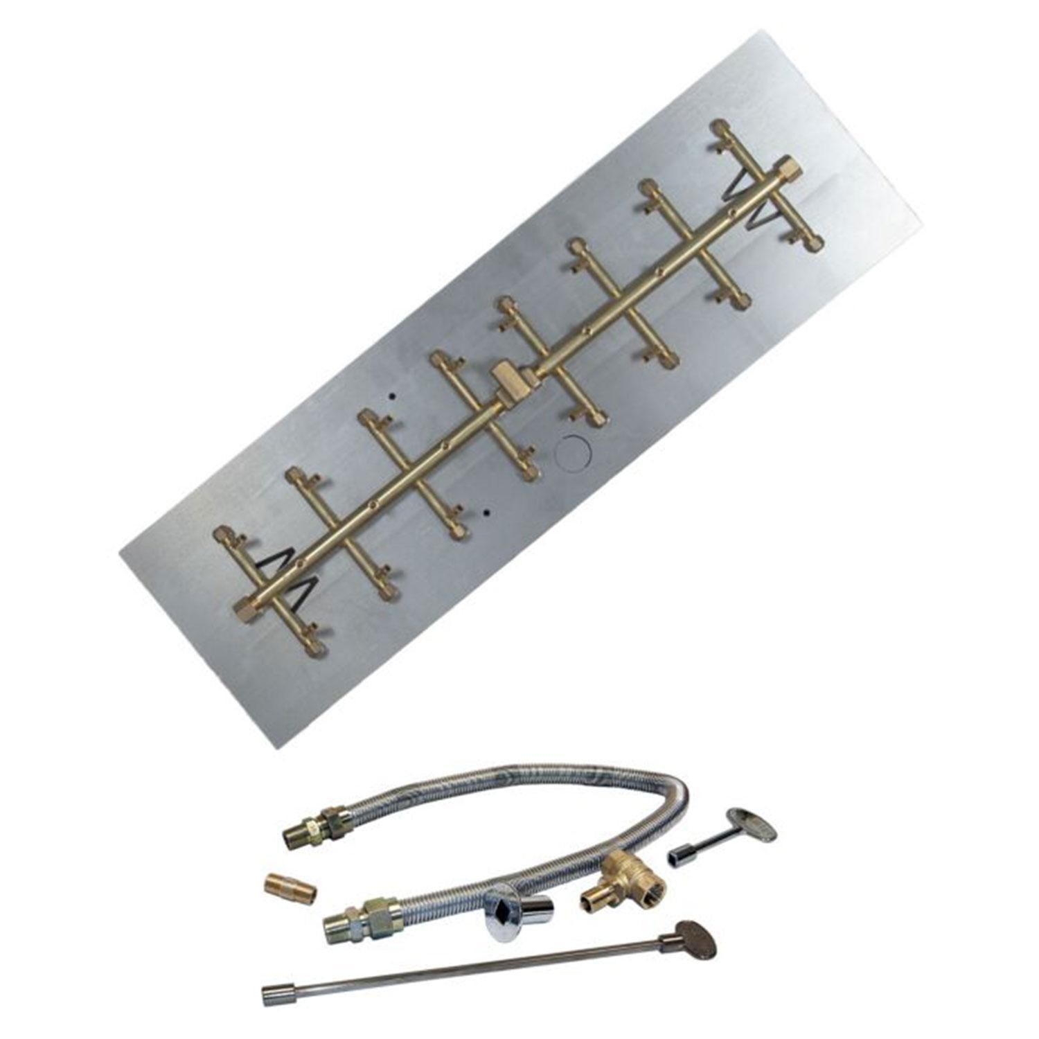 Warming Trends 30 1/2 X 7 Tree-Style Brass Natural Gas/Propane Burner w/ 36 X 11-in Plate & Flex Line Kit
