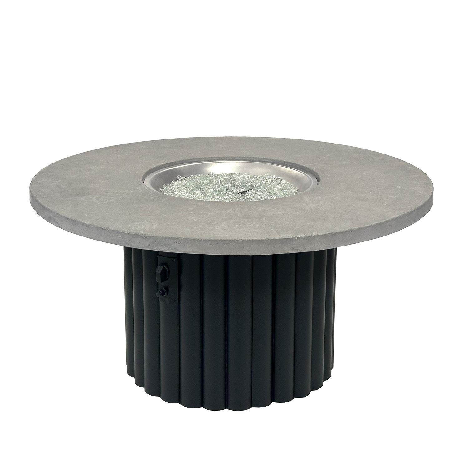 Reverie REVRBL-48-K-NG 48-in Round Aluminum Natural Gas Fire Pit Table w/ Relic Grey Supercast Top & Black Base (Ships Propane w/ Conversion Kit) - Display - White Background thumbnail