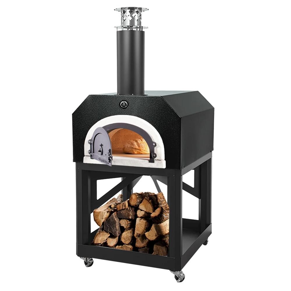 Chicago Brick Oven CBO-O-MBL-750-SB Mobile Stand Wood Fired Pizza Oven - Solar Black - White Background thumbnail