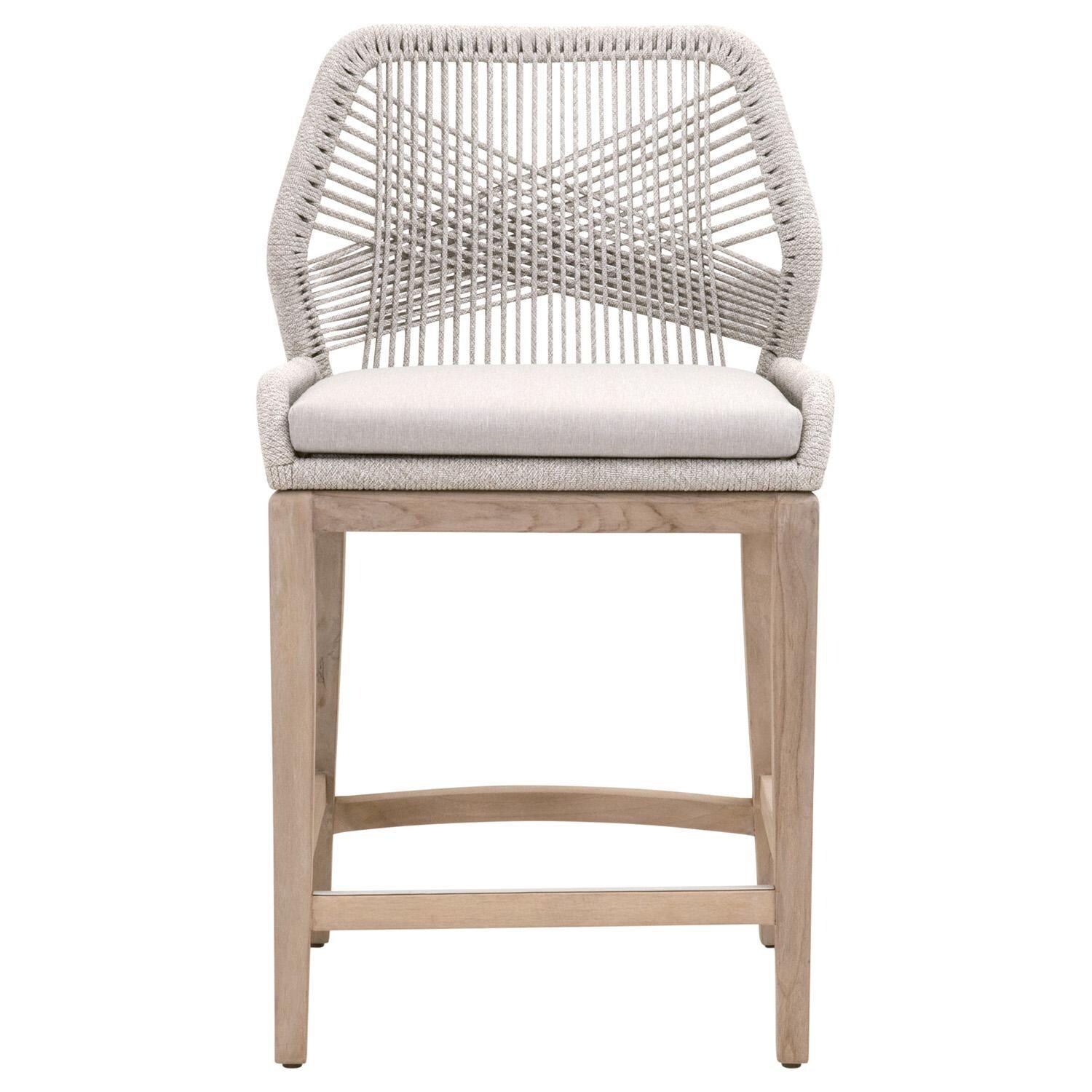 Lakeview Peninsula Way Woven Rope Counter Bar Stool in Taupe & White thumbnail