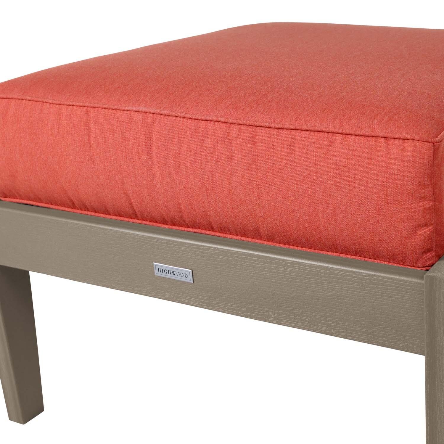 Blushing Bay Recycled Plastic Ottoman in Canvas Persimmon/Woodland Brown by Lakeview Outdoor Designs - Frame - Detail thumbnail